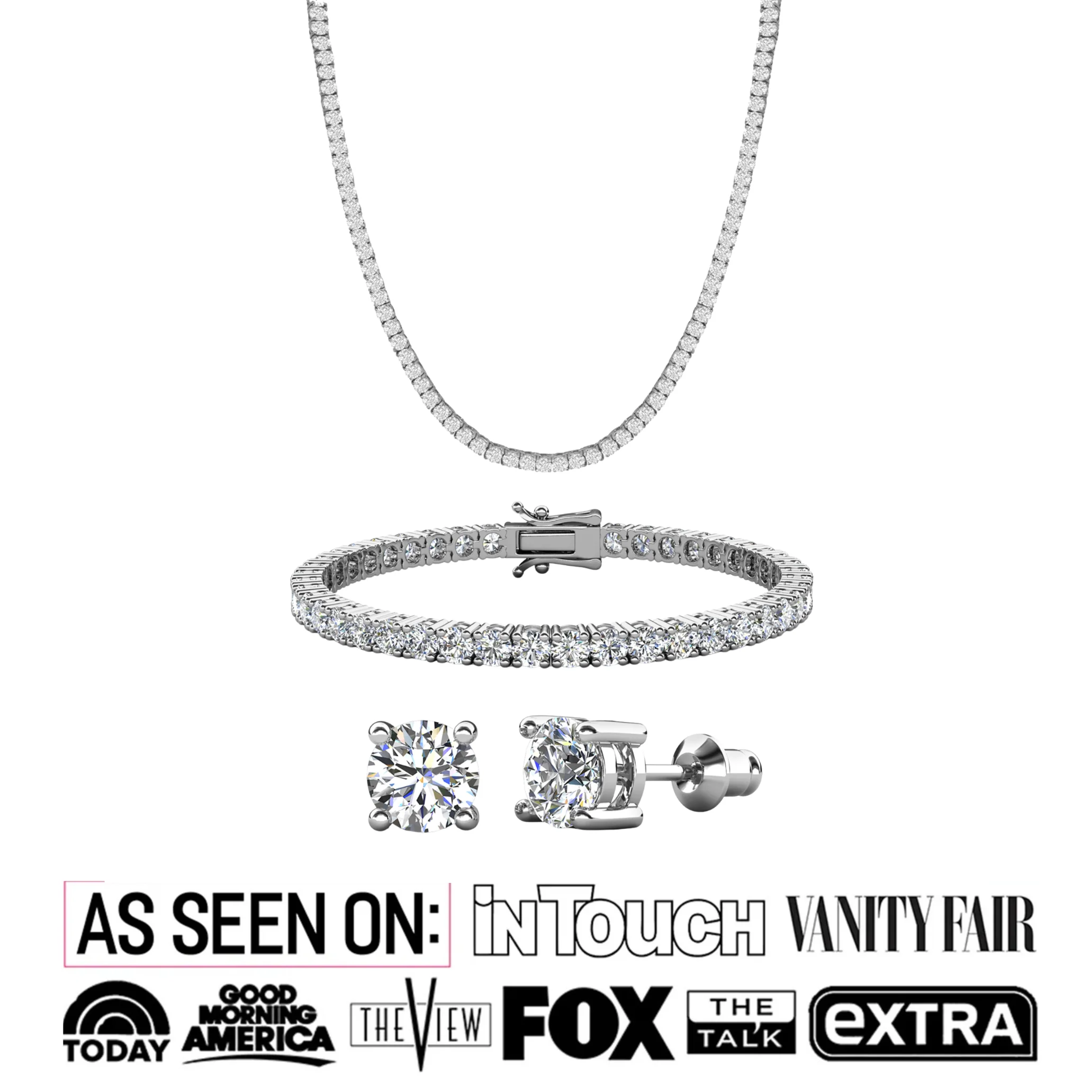 Olivia 18k White Gold Plated Jewelry Set with Simulated Diamond Crystals (Pack of 3) - Image 2