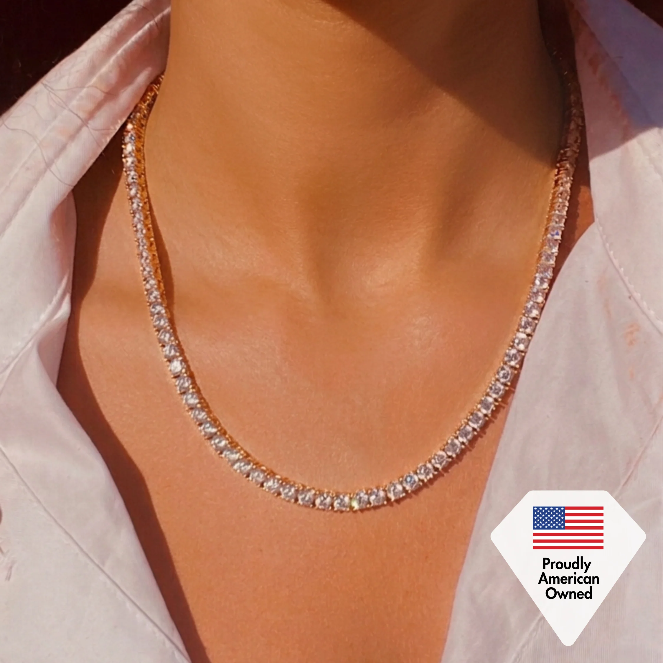 Olivia 18k White Gold Plated Tennis Bracelet and Necklace Set with Simulated Diamond Crystals - Image 6