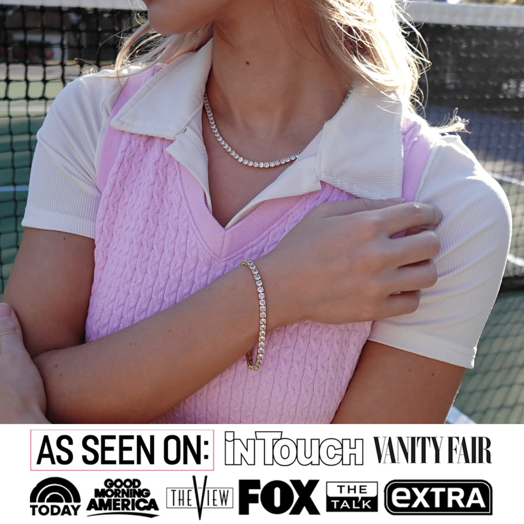 Olivia 18k White Gold Plated Tennis Necklace with Simulated Diamond Crystals - Image 2