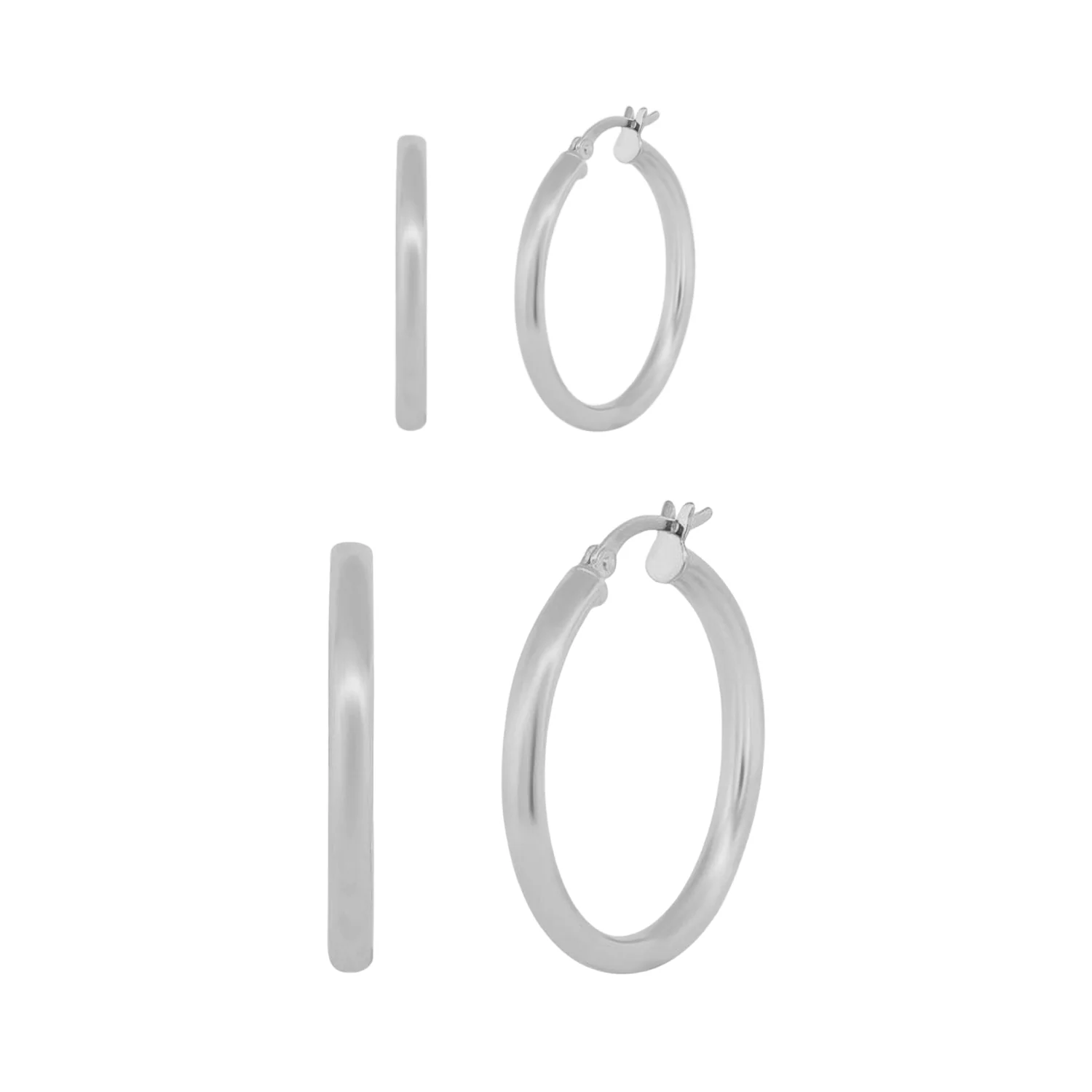 Amy 18k White Gold Plated 20/30mm Hoop Earrings (2 Pair Set)