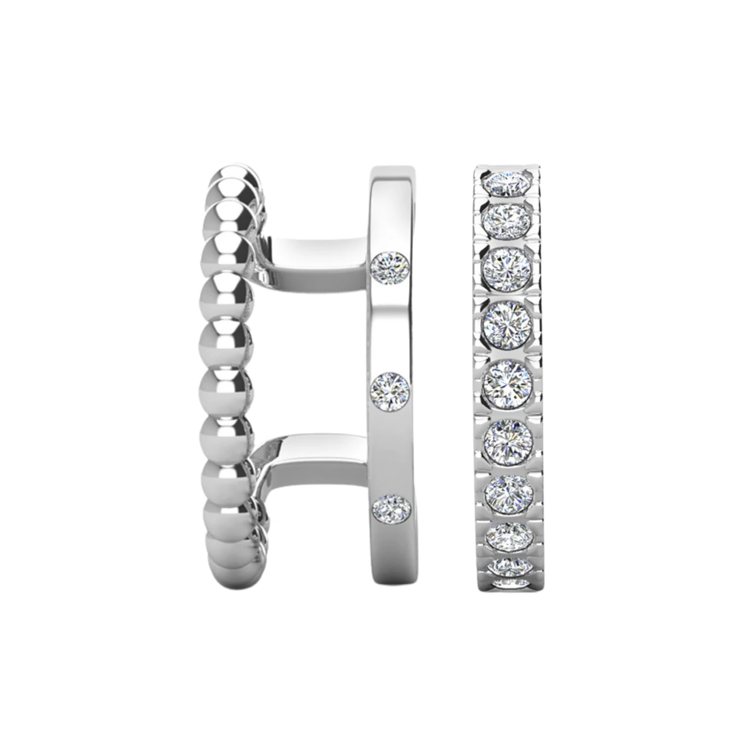 Sasha and Gloria 18k White Gold Plated 10mm Hoop Ear Cuffs with Swarovski Crystals (Set of 2)