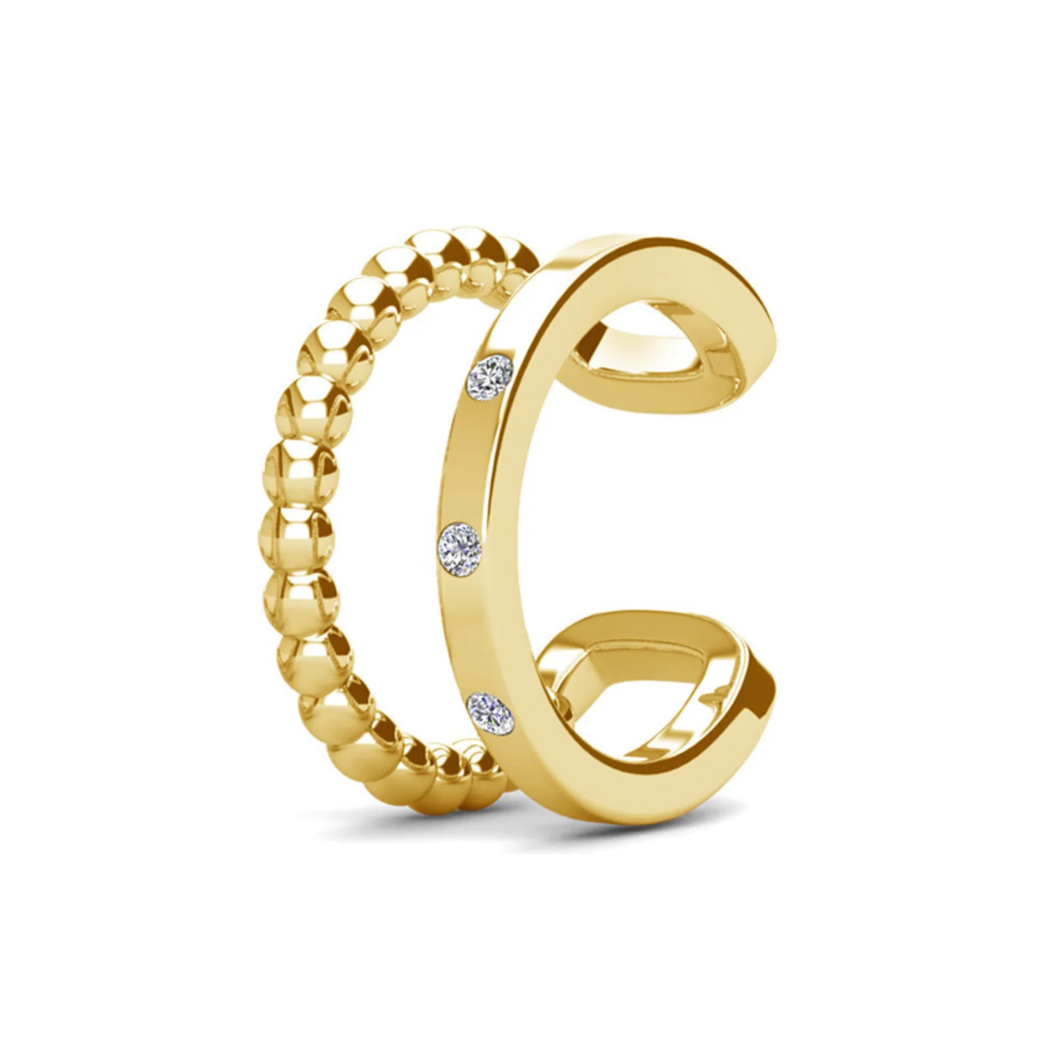 Sasha and Gloria 18k White Gold Plated 10mm Hoop Ear Cuffs with Swarovski Crystals (Set of 2) - Image 12