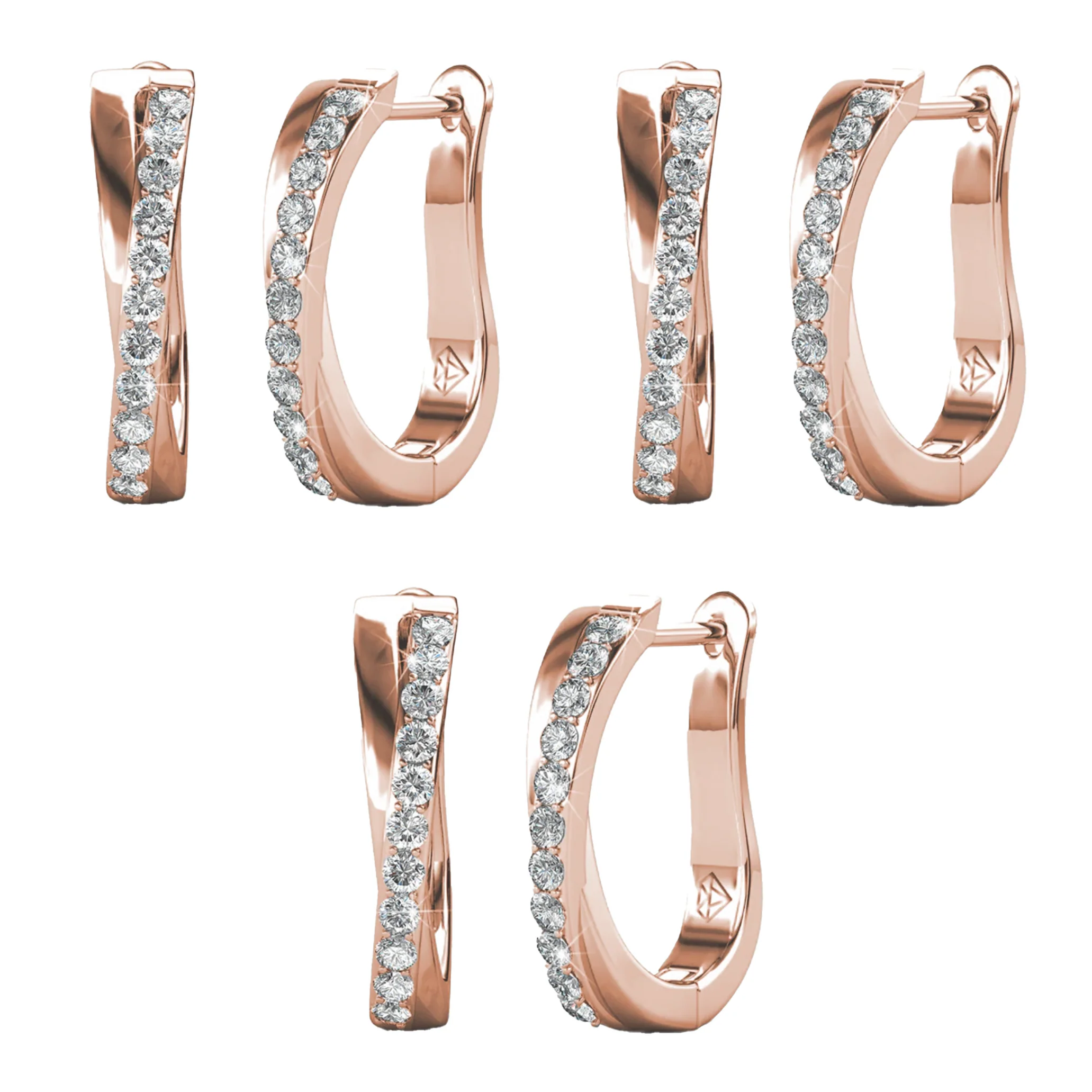 Amaya 18k Gold Plated 16mm Hoop Earrings with Swarovski Crystals (3 Pair Set) - Image 12