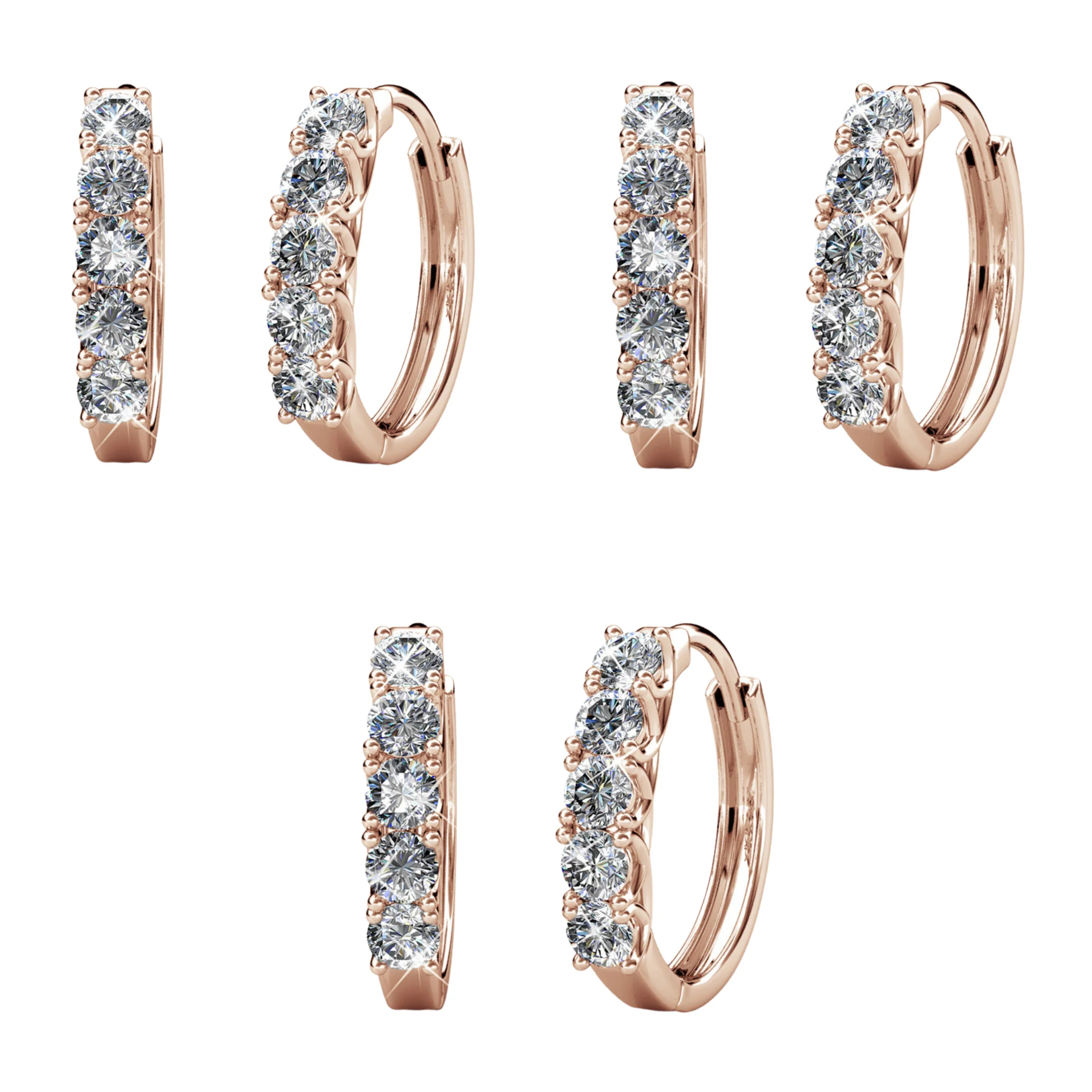 Bethany 18k Gold Plated 15mm Hoop Earrings with Swarovski Crystals (3 Pair Set) - Image 15
