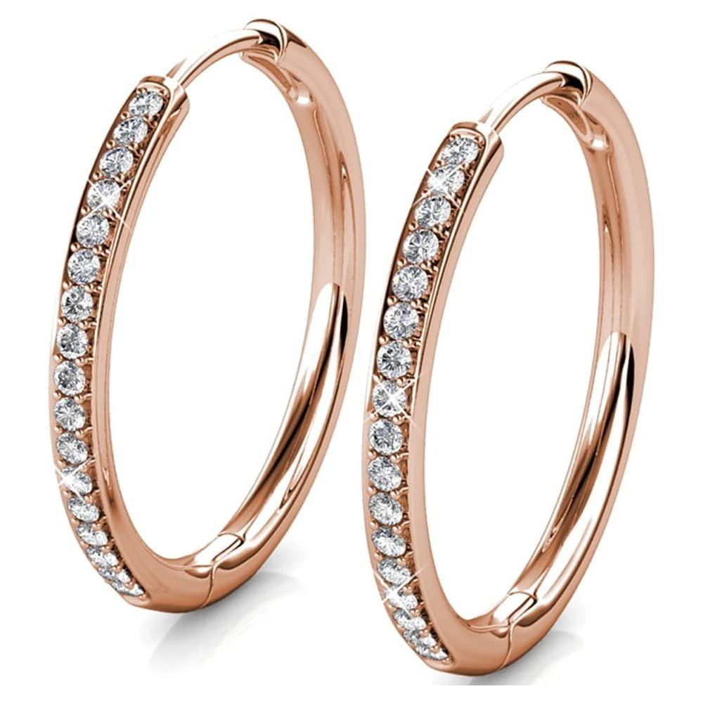 Bianca 18k Gold Plated 25mm Hoop Earrings with Swarovski Crystals (3 Pair Set) - Image 16