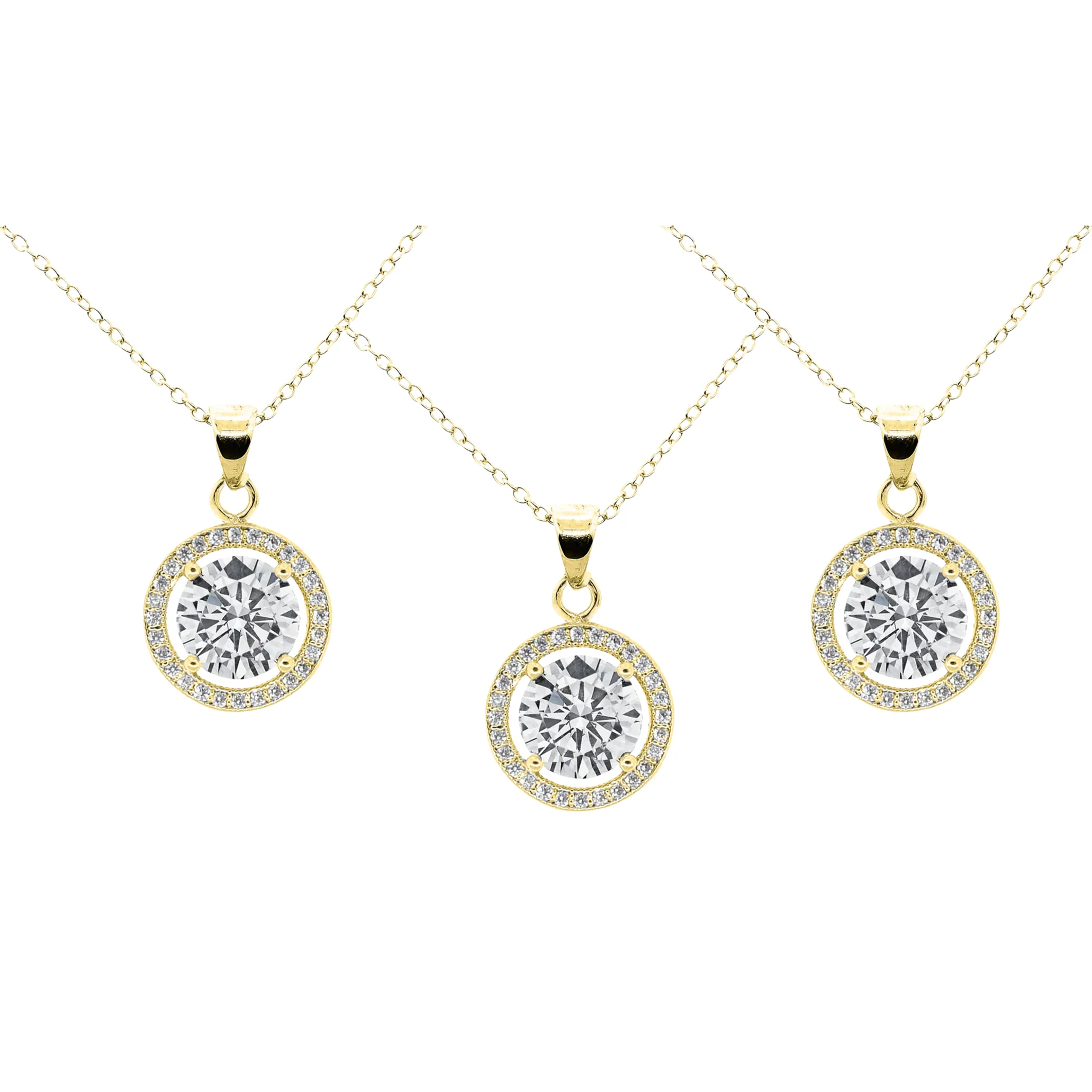 Blake 18k White Gold Plated Halo Pendant Necklace with Simulated Diamond Crystals - Image 20