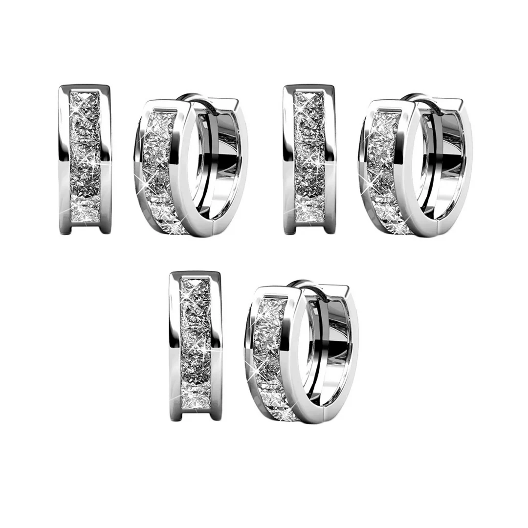Giselle 18k White Gold Plated 15mm Hoop Crystal Earrings with Swarovski Crystals - Image 18