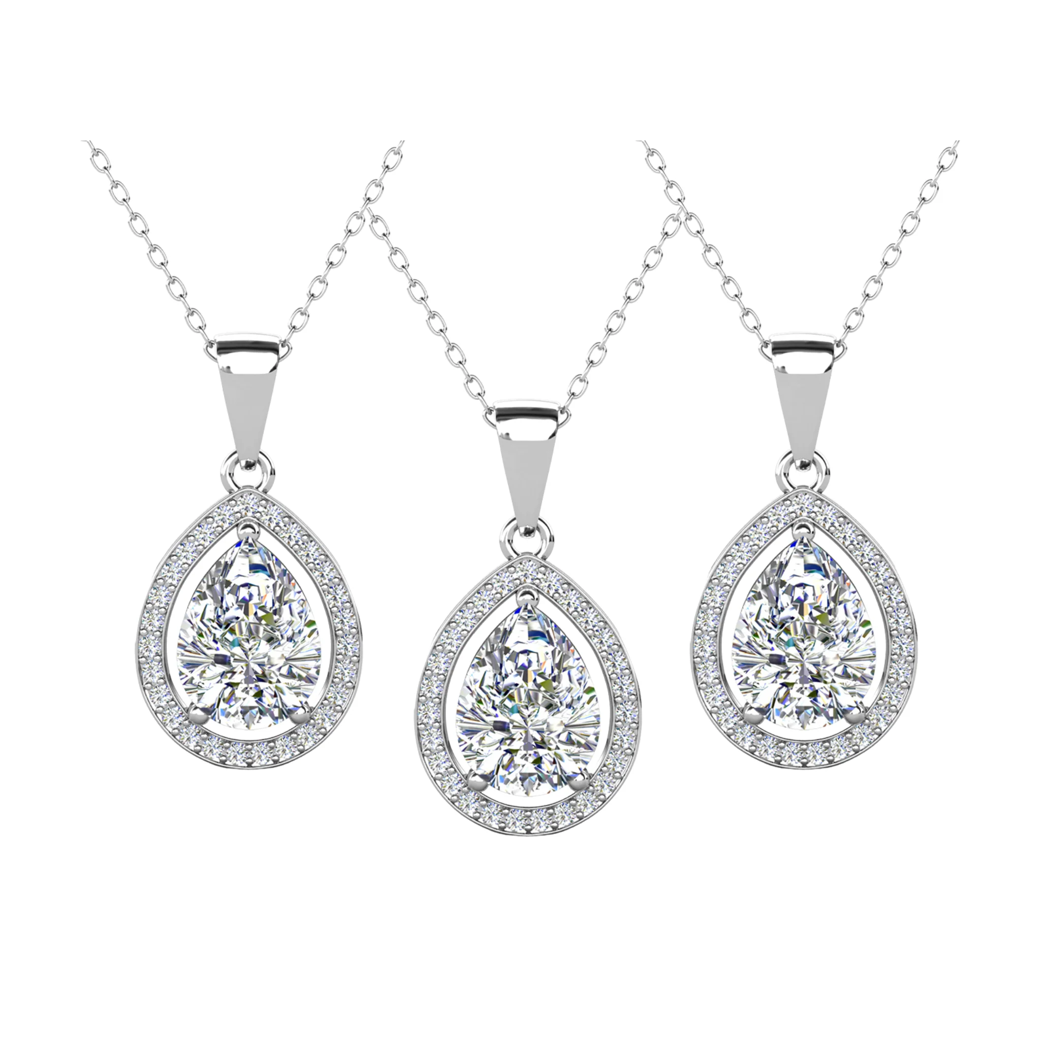 Isabel 18k Gold Plated Teardrop Pendant Necklace with Simulated Diamond Crystals (Set of 3) - Image 8