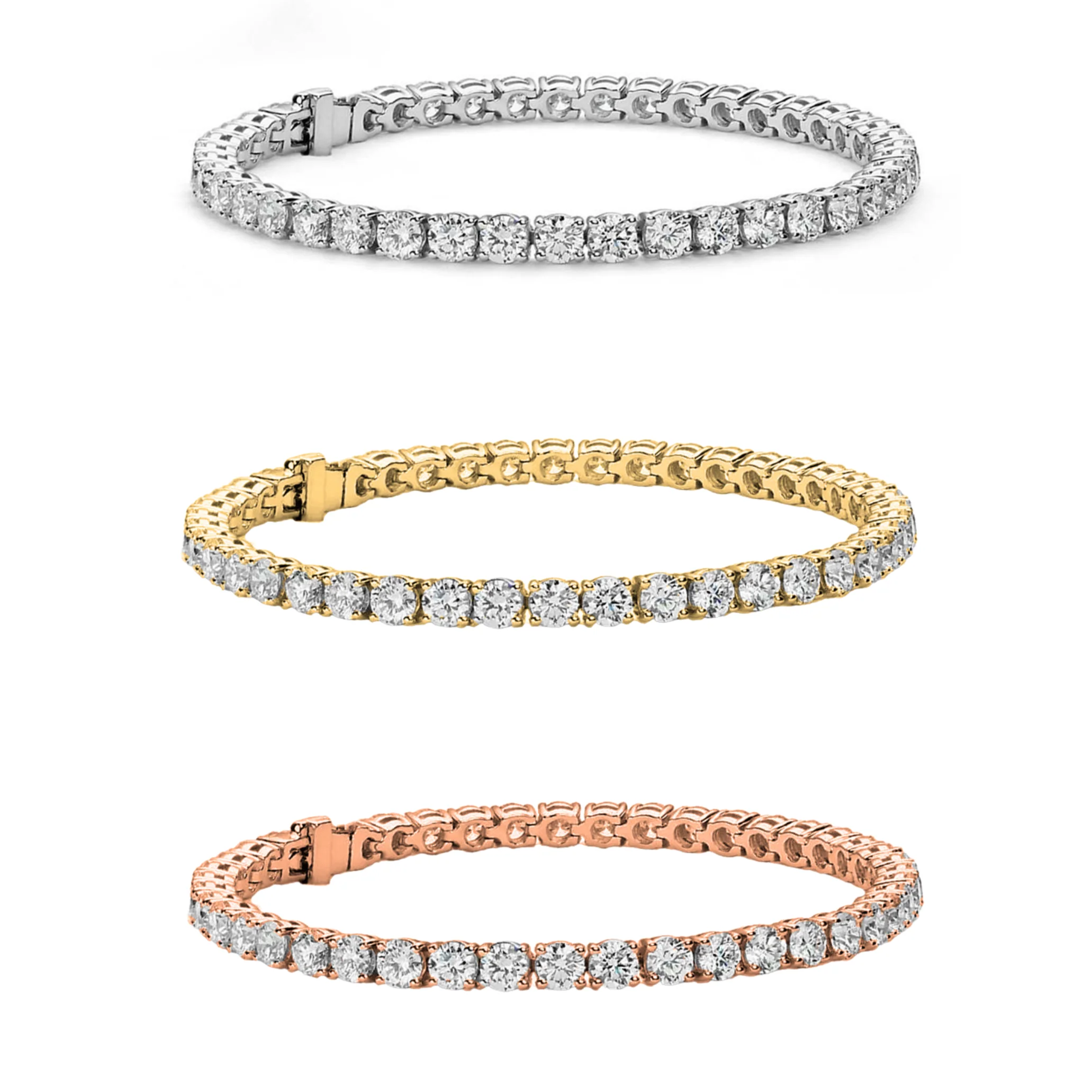 Olivia 18k Gold Plated Tennis Bracelet with Simulated Diamond Crystals (Set of 3)