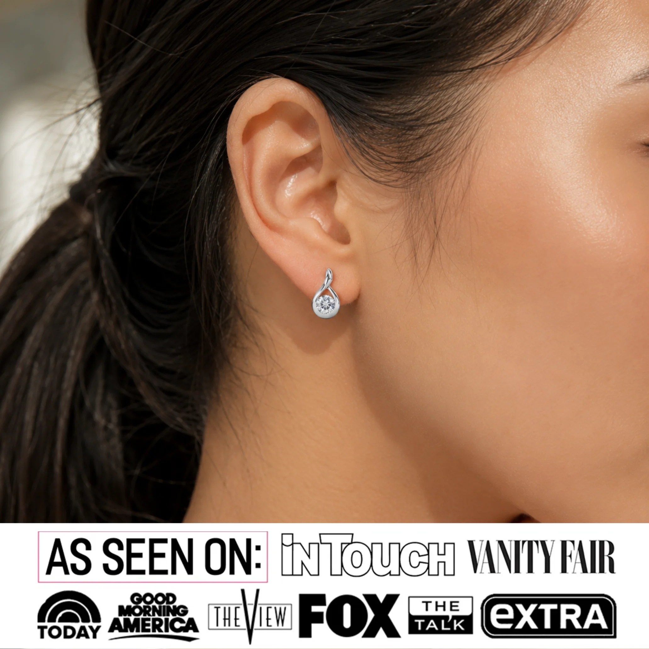 Parker 18k White Gold Plated Teardrop Stud Earrings with Swarovski Crystals - Image 2