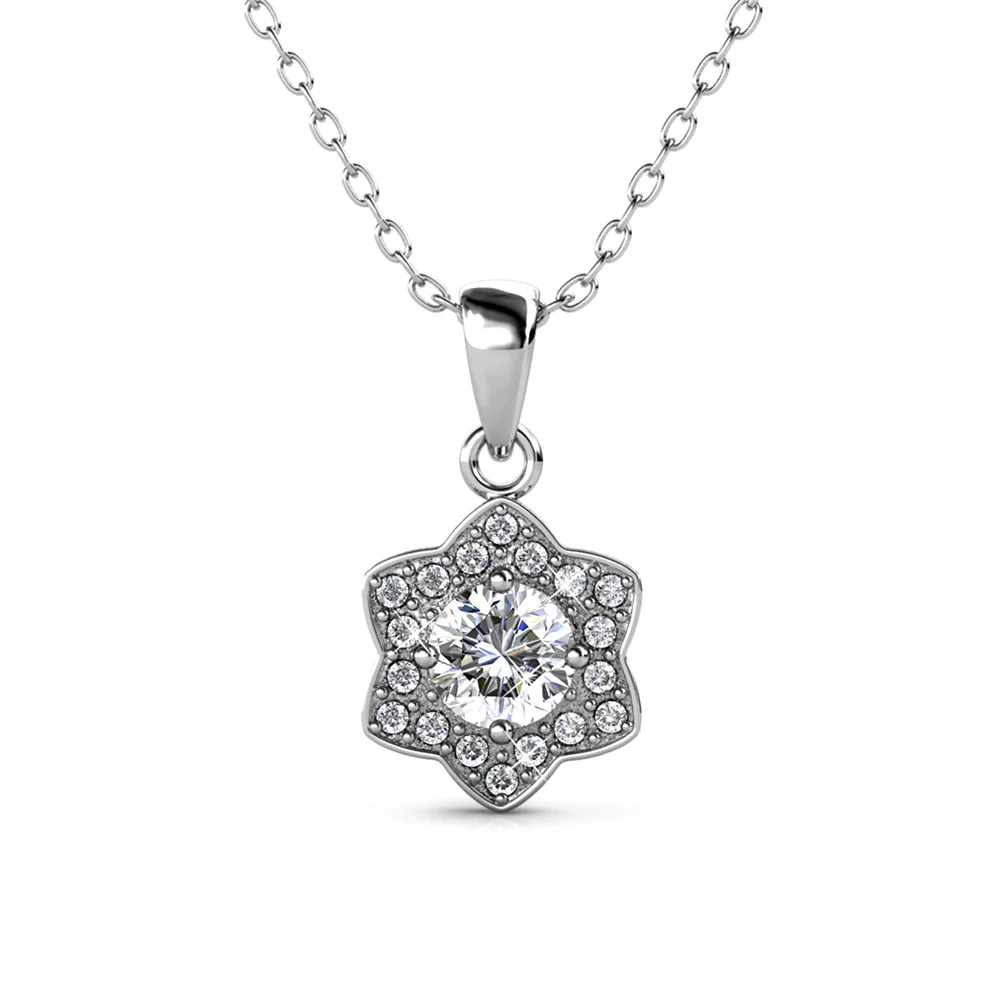 Poppy 18k White Gold Plated Necklace with Simulated Diamond Crystals