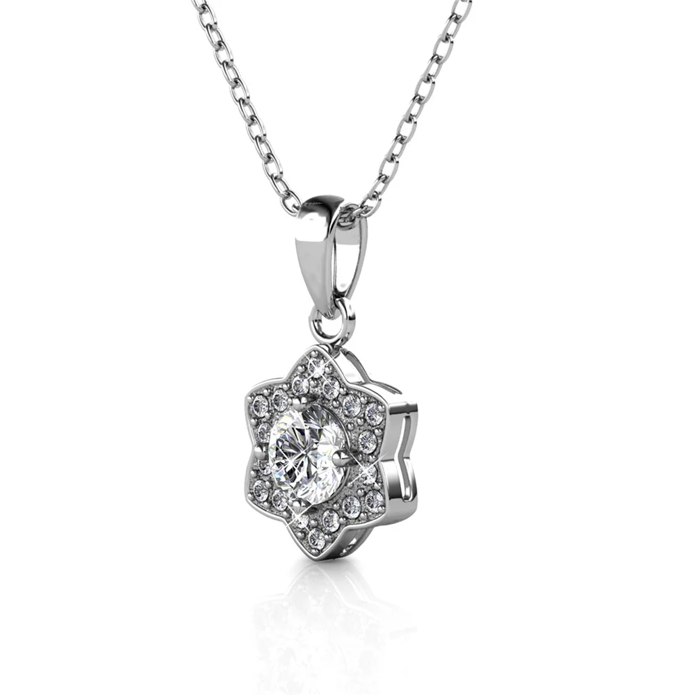 Poppy 18k White Gold Plated Necklace with Simulated Diamond Crystals - Image 7