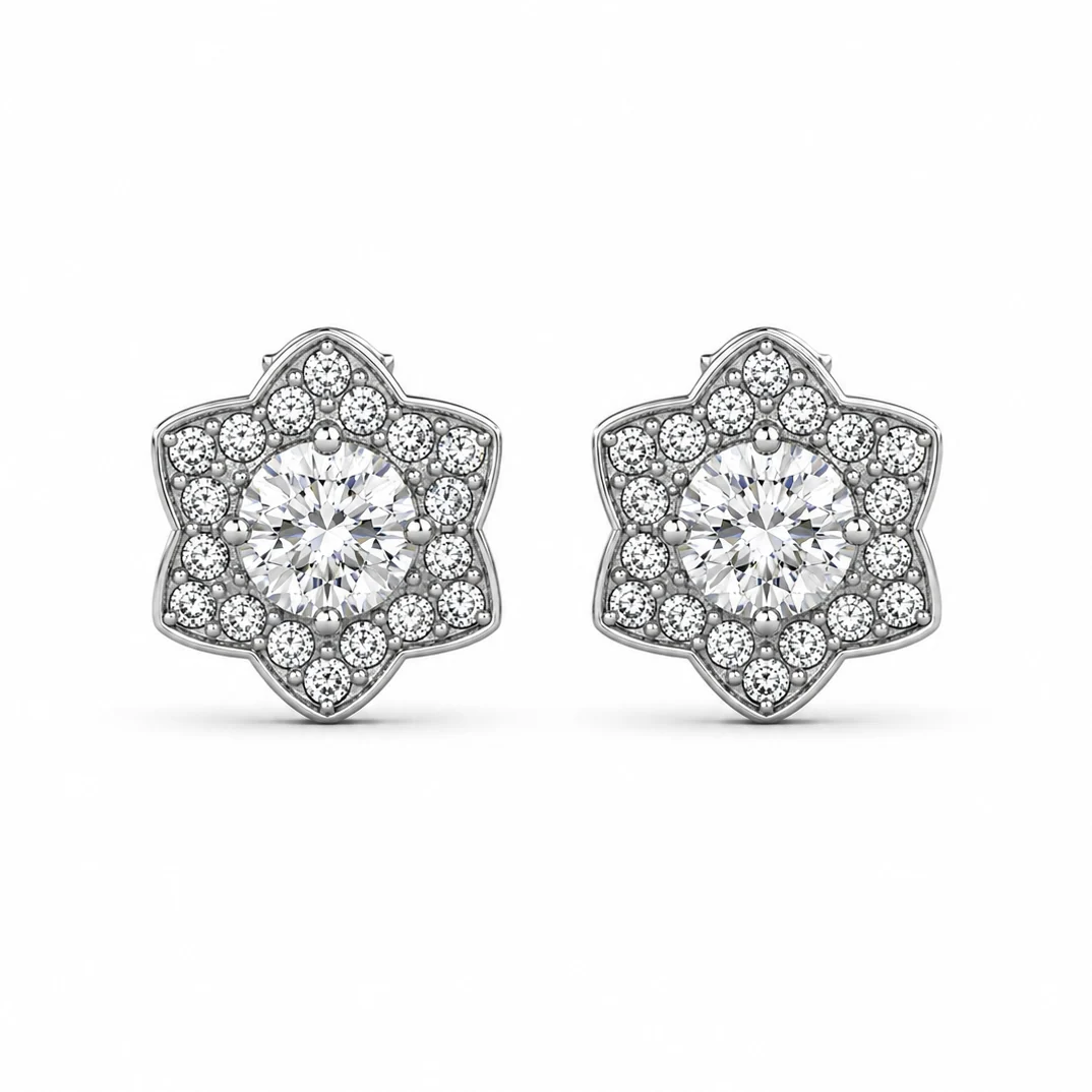 Poppy 18k White Gold Plated Stud Earrings with Simulated Diamond Crystals - Image 9