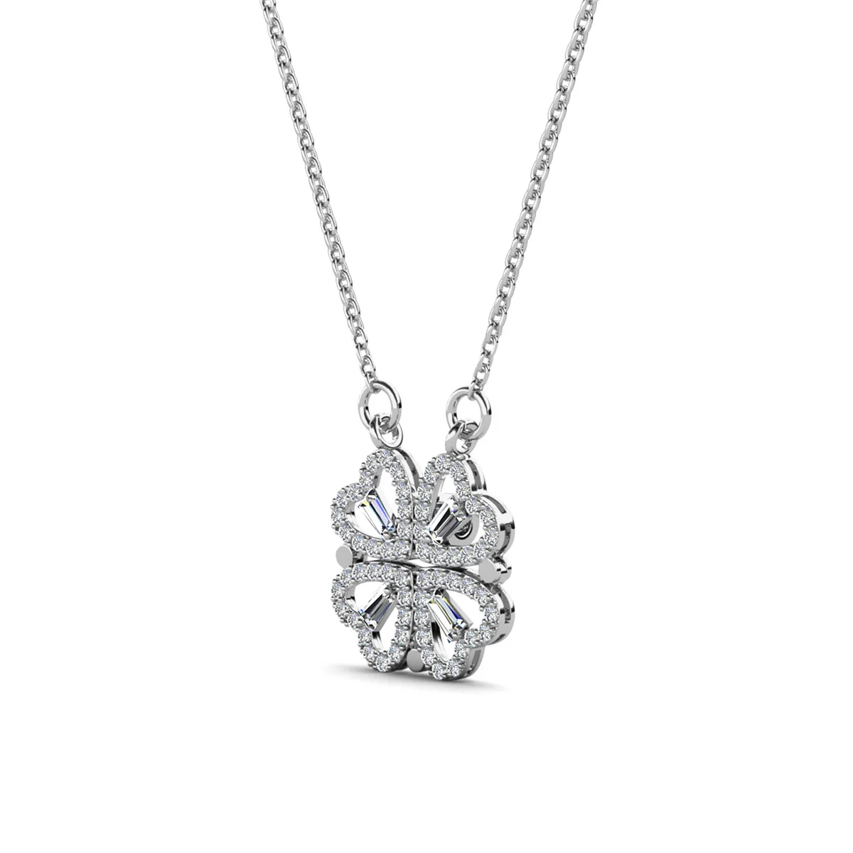Posie 18k White Gold Plated Heart Clover Necklace & Kindness and Light Pink Paint Card - Image 11