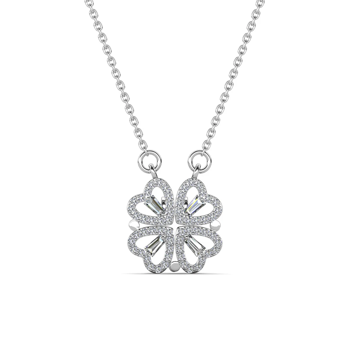 Posie 18k White Gold Plated Heart Clover Necklace & Kindness and Light Pink Paint Card - Image 9