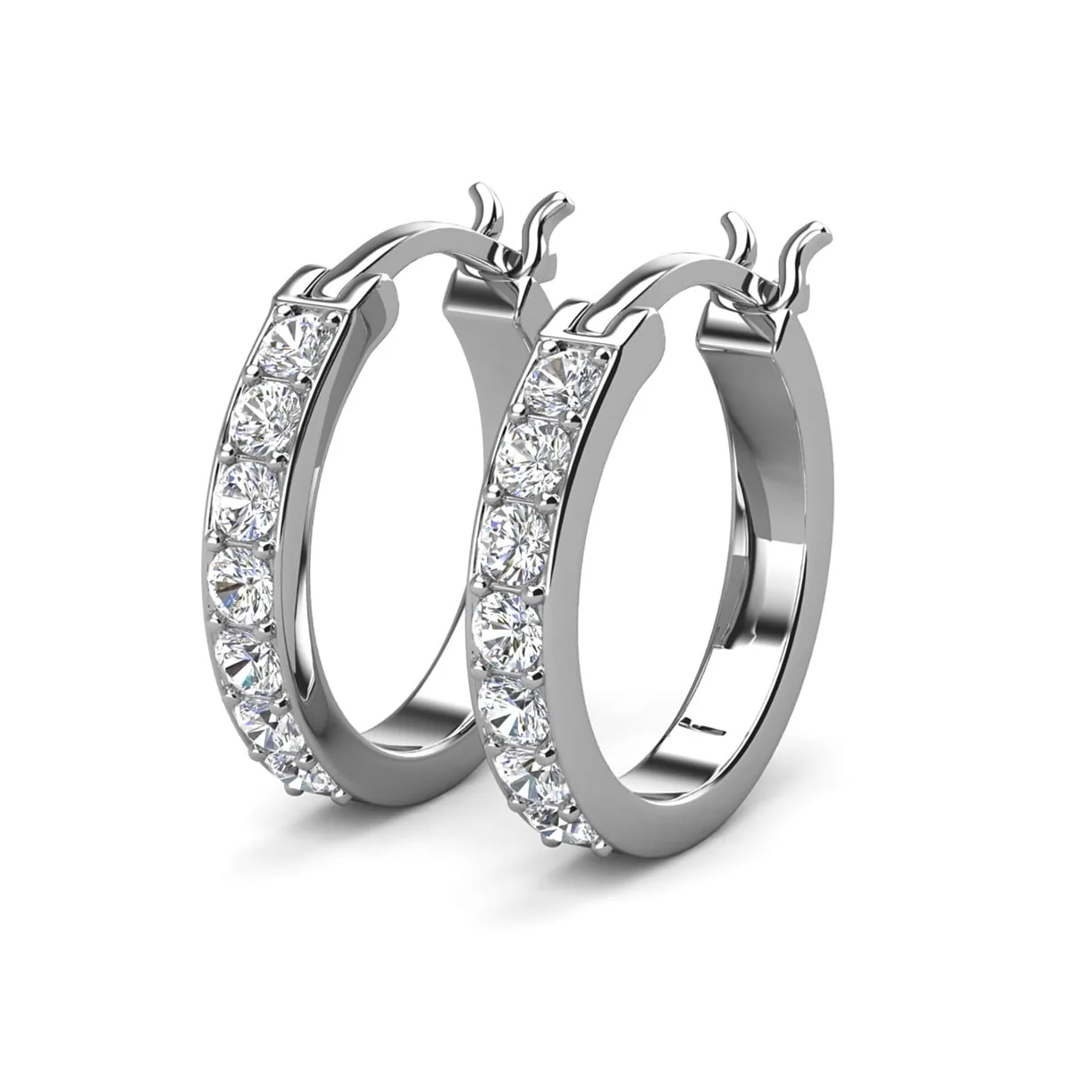 Presley 18k White Gold Plated 17mm Hoop Earrings with Swarovski Crystals - Image 8