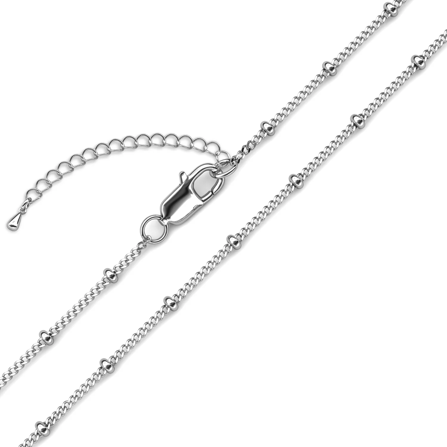 Pria 18k White Gold Plated Bead Station Chain Necklace - Image 11