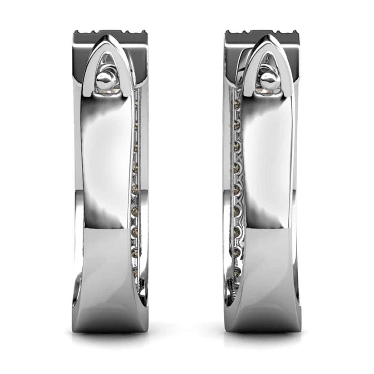 Rachel 18k White Gold Plated 19mm Hoop Earrings with Swarovski Crystals - Image 10