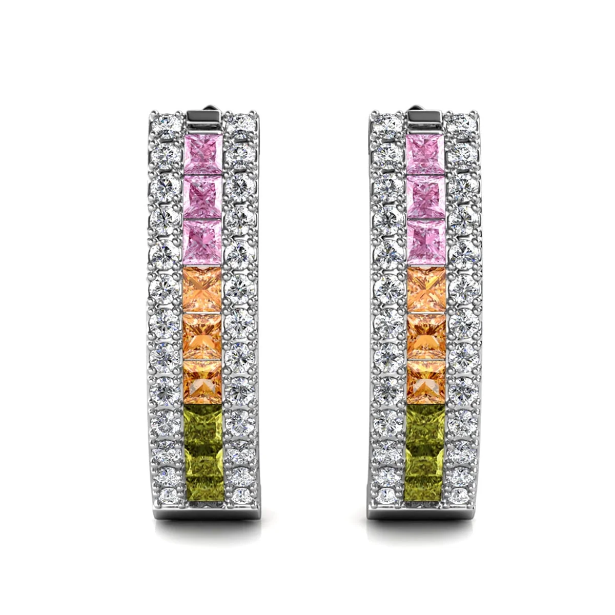 Rachel 18k White Gold Plated 19mm Hoop Earrings with Swarovski Crystals - Image 8