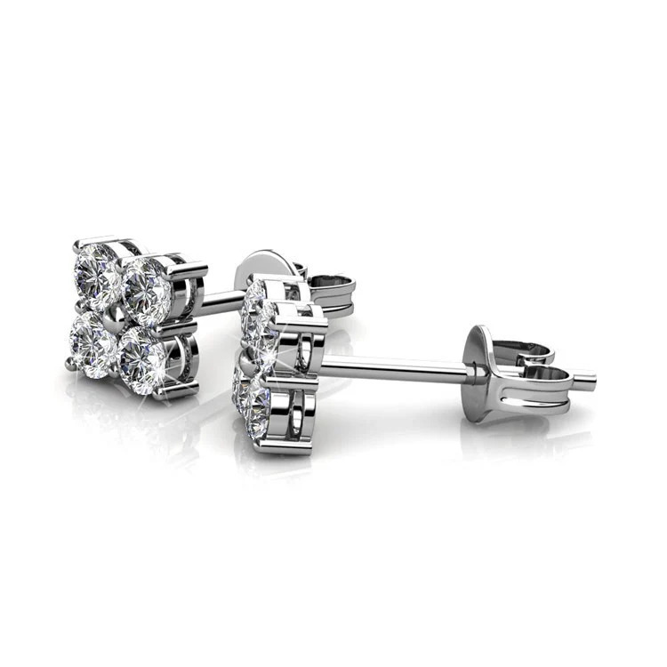 Rae 18k White Gold Stud Earrings with Swarovski Crystals - Image 8