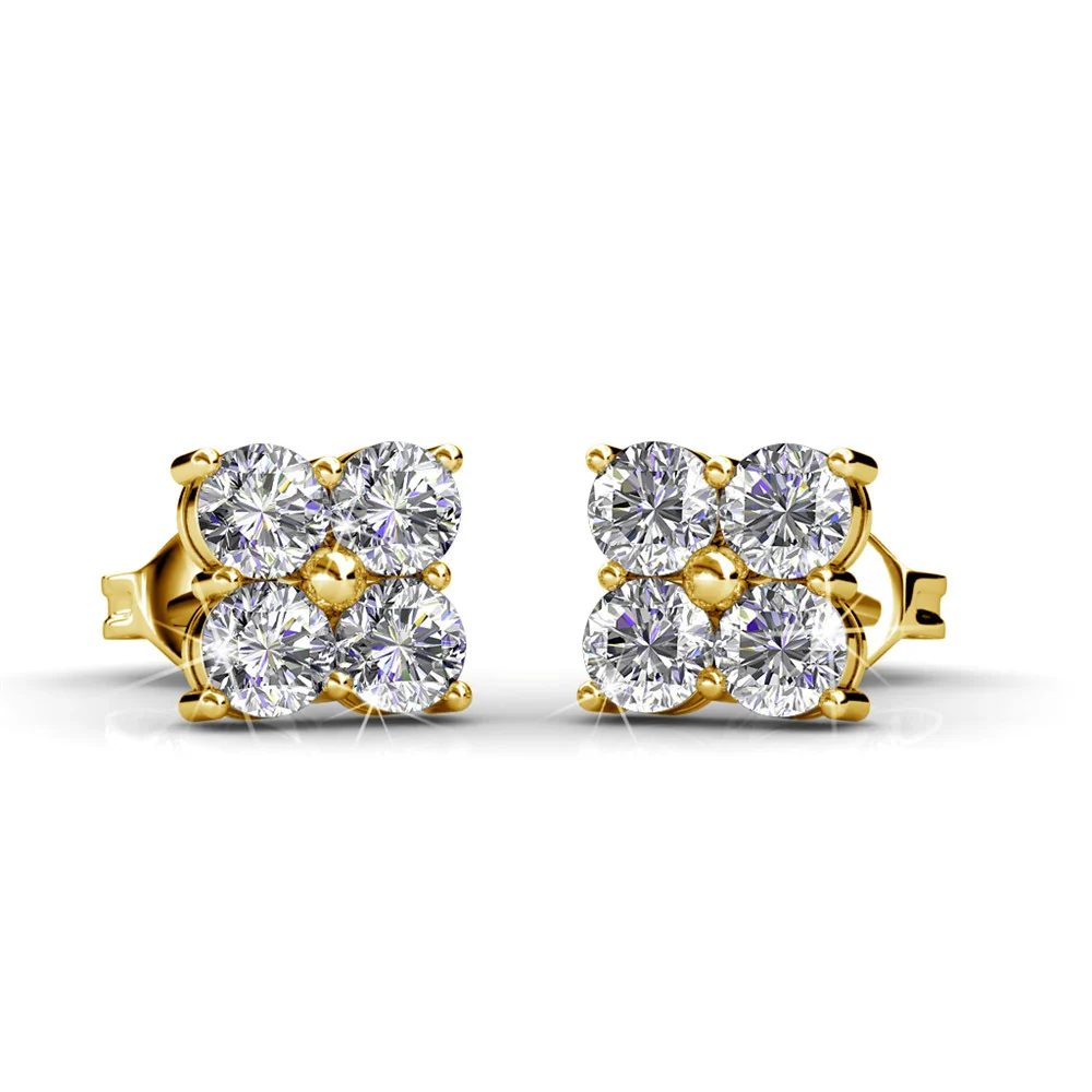 Rae 18k White Gold Stud Earrings with Swarovski Crystals - Image 9