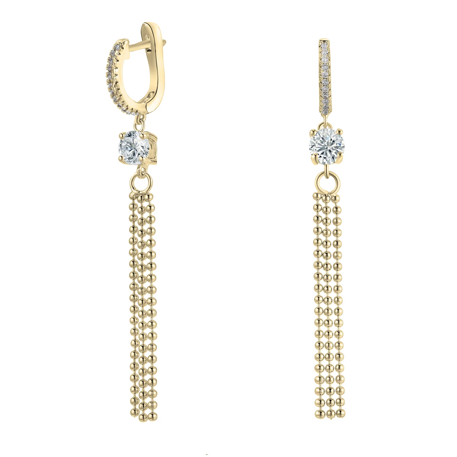 Raya 18k White Gold Plated Silver Hoop Dangle Earrings with Simulated Diamond Crystals  — Final Sale - Image 6
