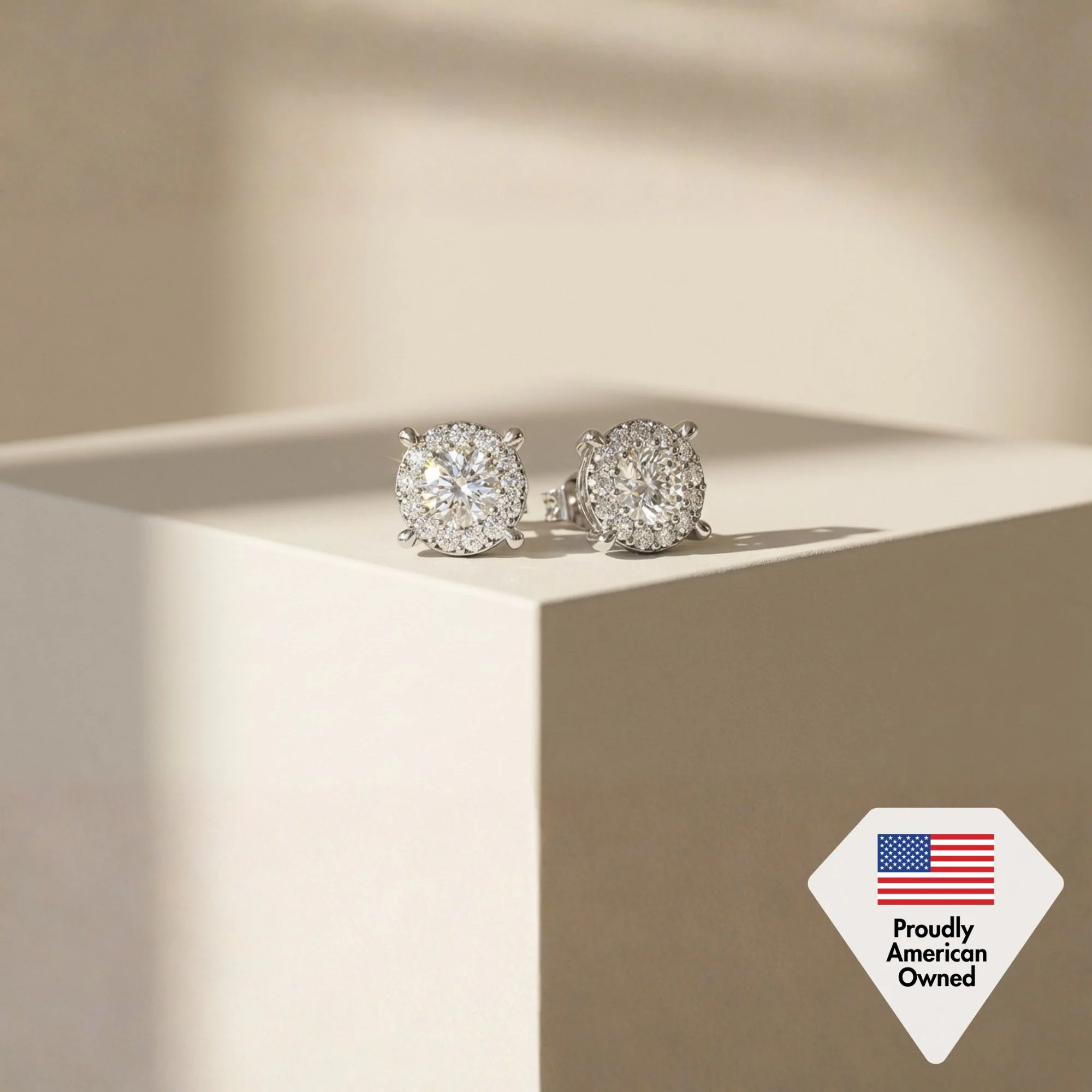 Raylee 18k White Gold Plated Halo Stud Earrings with Swarovski Crystals - Image 7