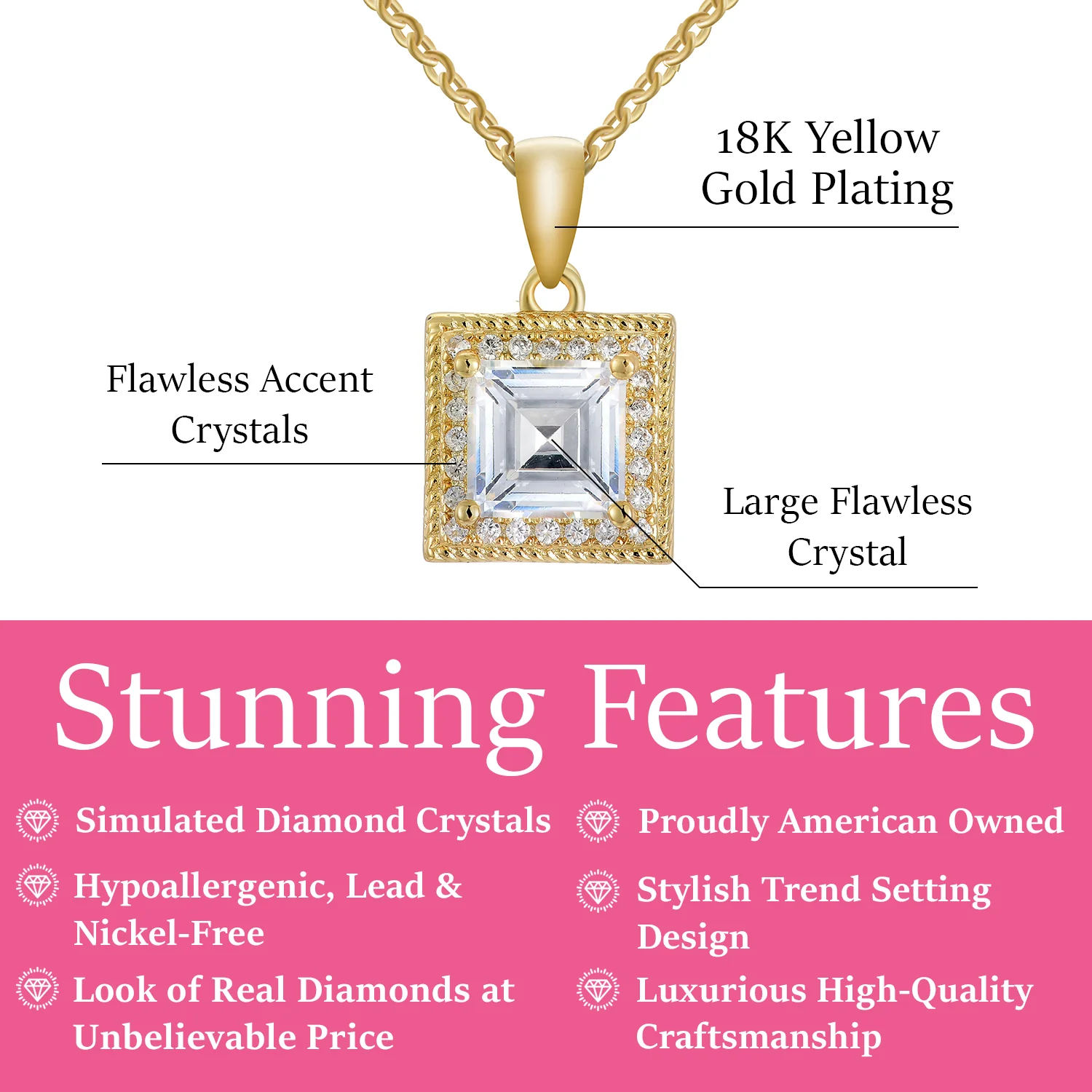 Rebecca 18k White Gold Plated Silver Necklace with Princess Cut Simulated Diamond Crystals  — Final Sale - Image 7