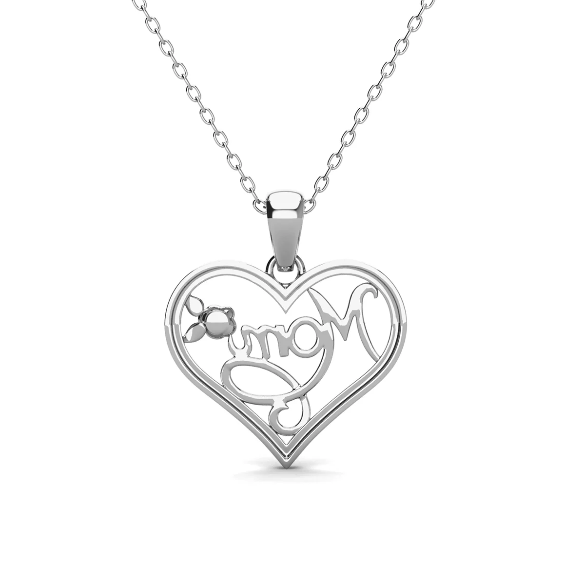 Rhonda 18k White Gold Plated Mom Heart Necklace with Swarovski Crystals - FAB FAV - Image 10