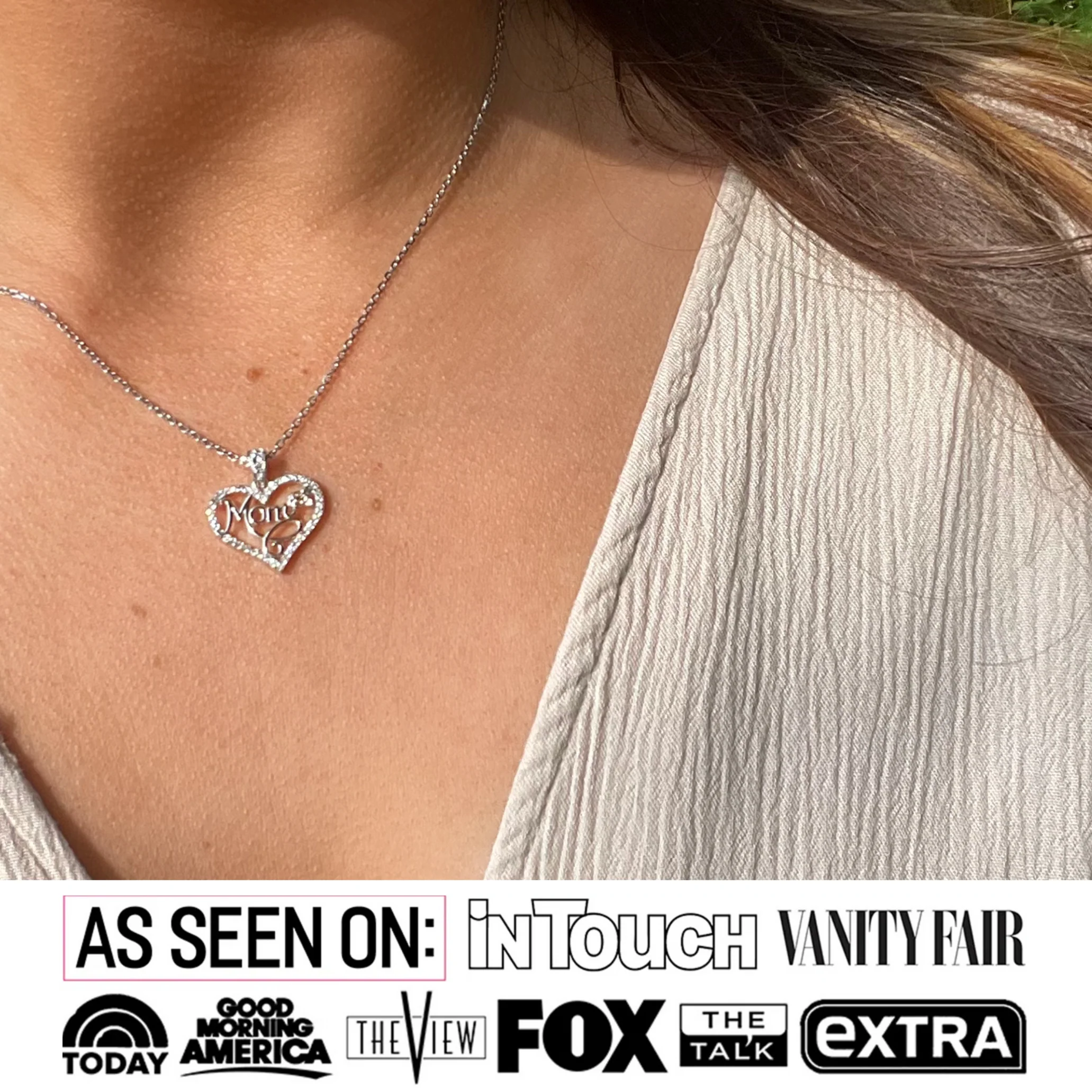 Rhonda 18k White Gold Plated Mom Heart Necklace with Swarovski Crystals - FAB FAV - Image 3