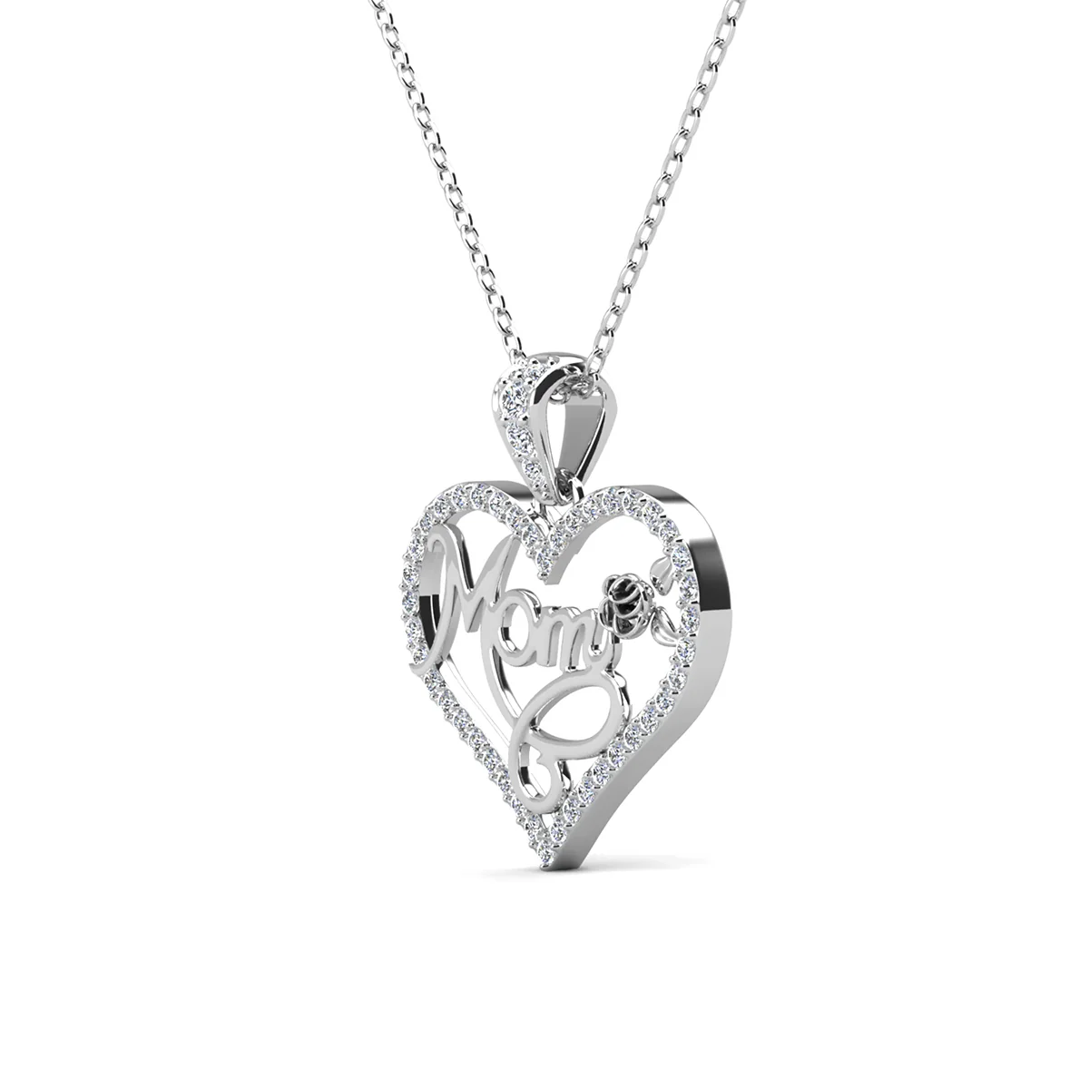 Rhonda 18k White Gold Plated Mom Heart Necklace with Swarovski Crystals - FAB FAV - Image 9