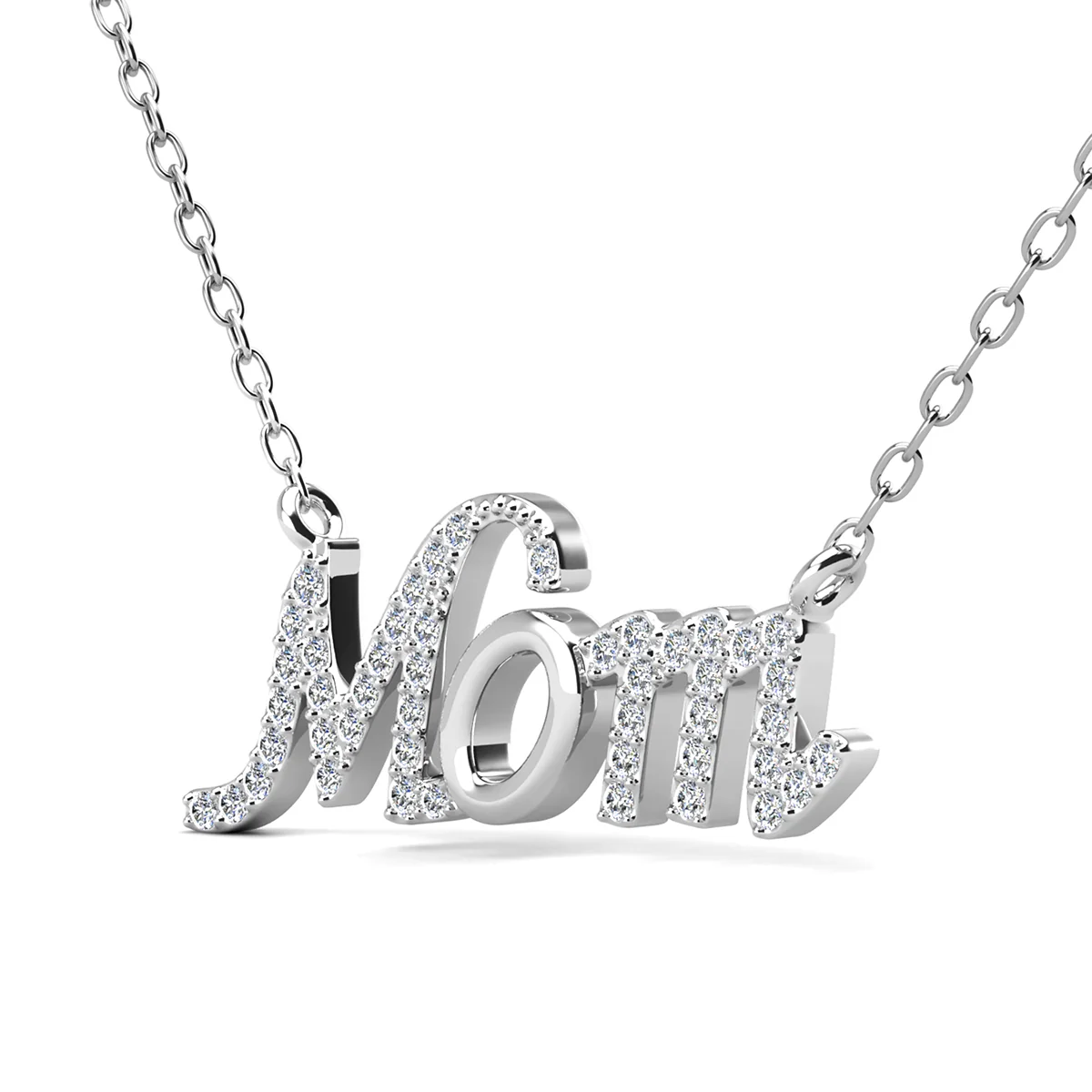 Riley 18k White Gold Plated Mom Necklace with Swarovski Crystals - Image 8