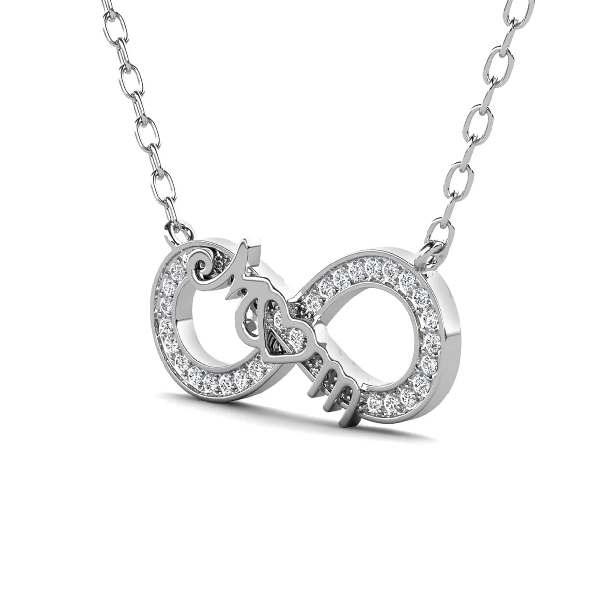Robin 18k White Gold Plated Infinity Necklace with Swarovski Crystals & Heartfelt Message for Mom - Image 10