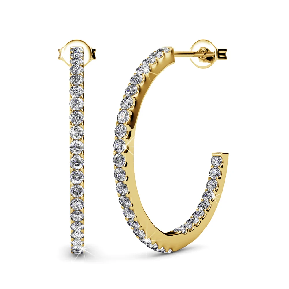 Rosalyn 18k White Gold Plated 20mm Hoop Earrings with Swarovski Crystals - Image 10