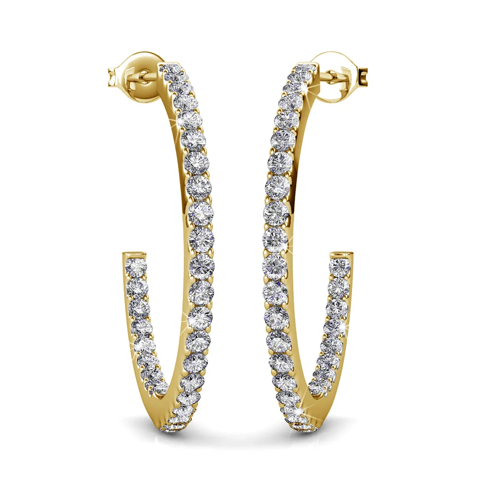 Rosalyn 18k White Gold Plated 20mm Hoop Earrings with Swarovski Crystals - Image 12