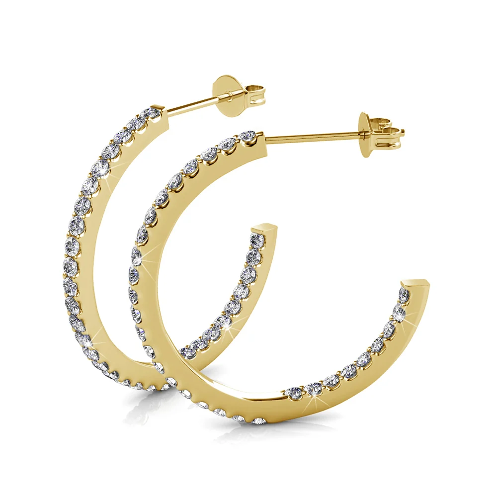 Rosalyn 18k White Gold Plated 20mm Hoop Earrings with Swarovski Crystals - Image 13
