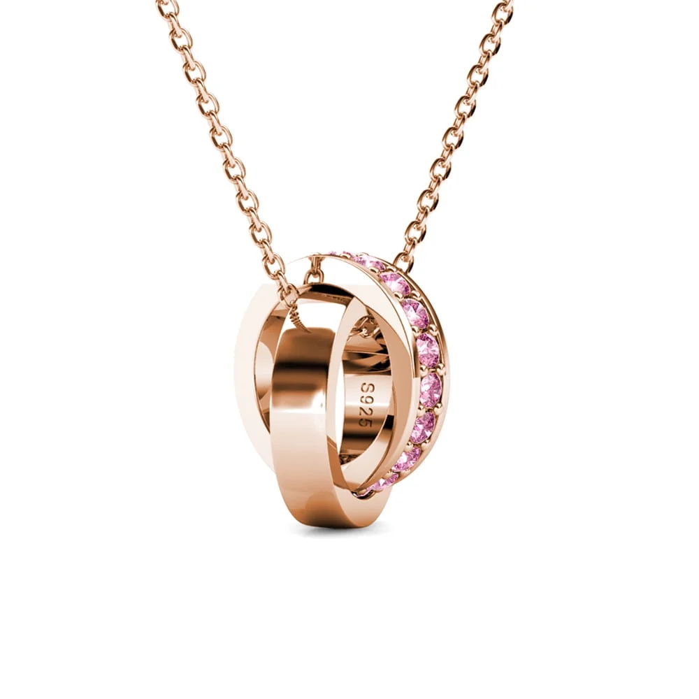 Rosie 18k Rose Gold Plated Pendant Necklace with Pink Swarovski Crystals - Image 10