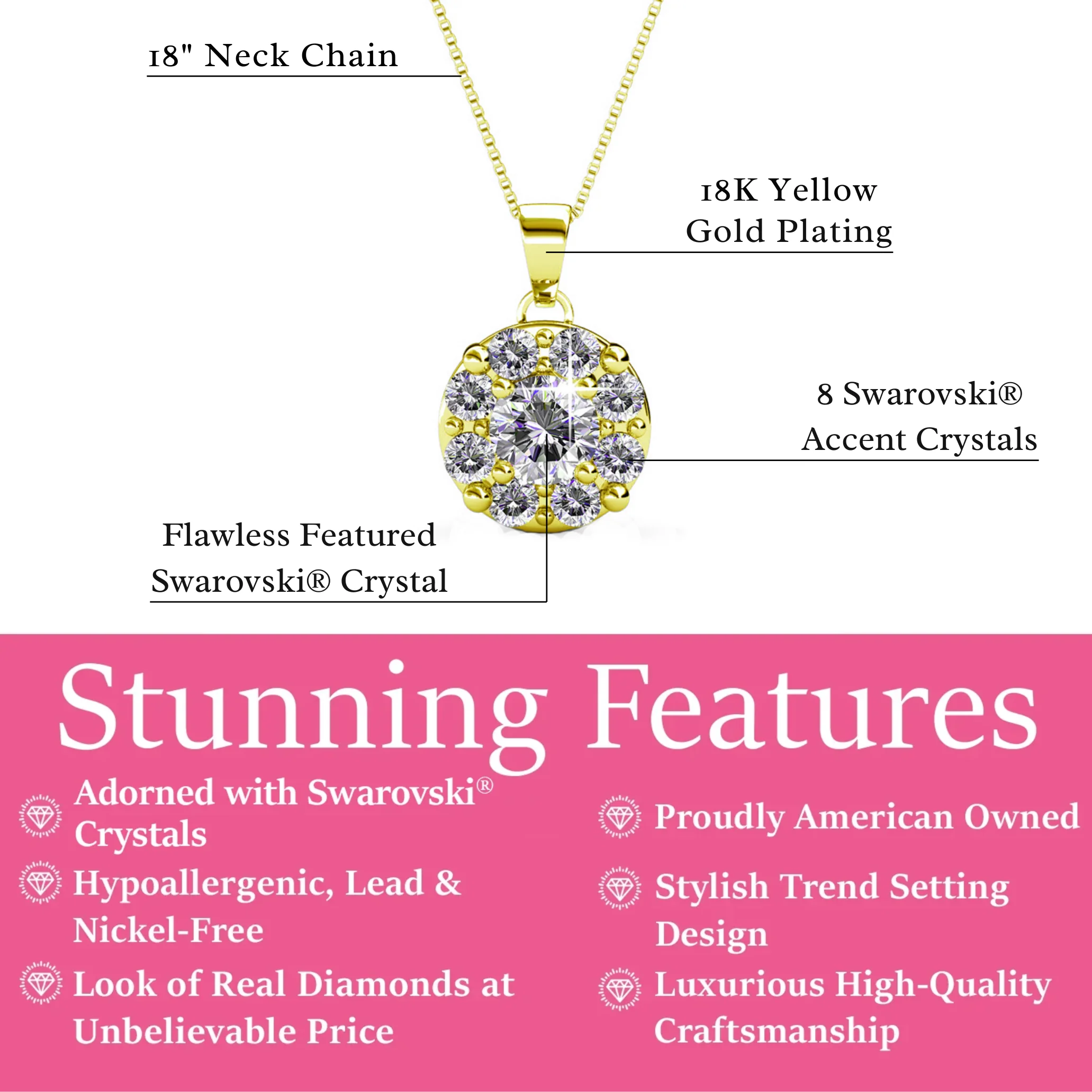 Ruth 18k White Gold Plated Silver Pendant Necklace with Swarovski Crystals - Image 12
