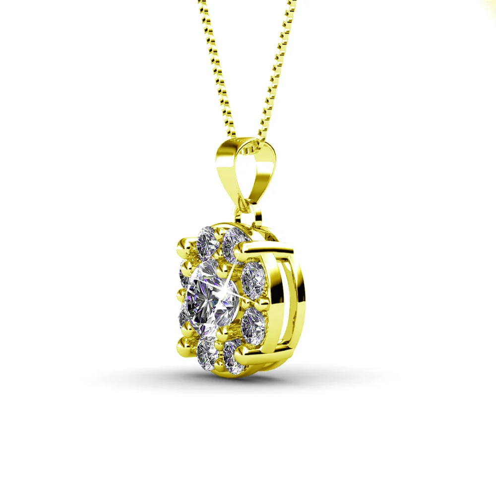 Ruth 18k White Gold Plated Silver Pendant Necklace with Swarovski Crystals - Image 13