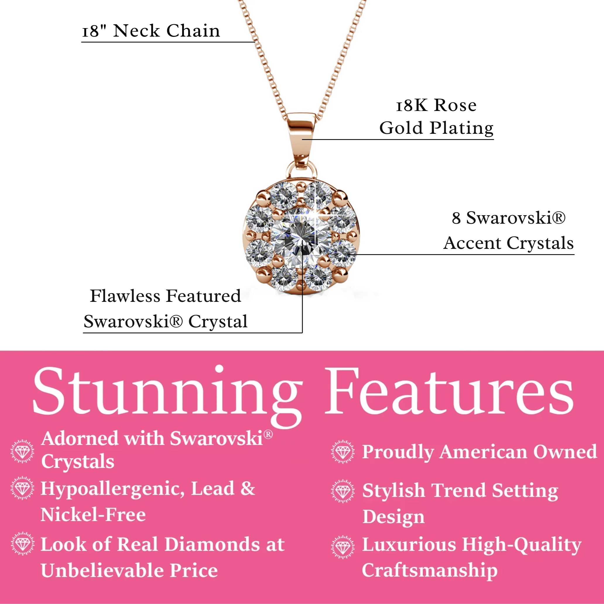 Ruth 18k White Gold Plated Silver Pendant Necklace with Swarovski Crystals - Image 16