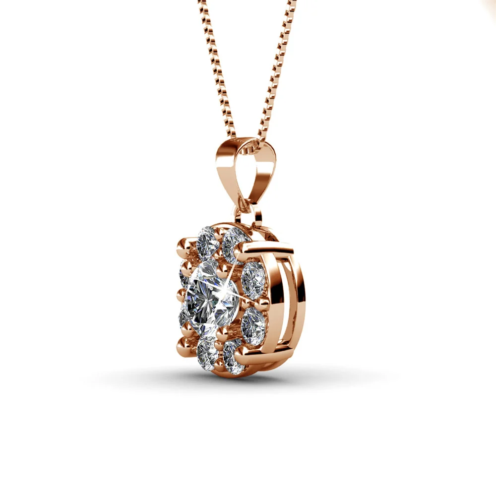 Ruth 18k White Gold Plated Silver Pendant Necklace with Swarovski Crystals - Image 17