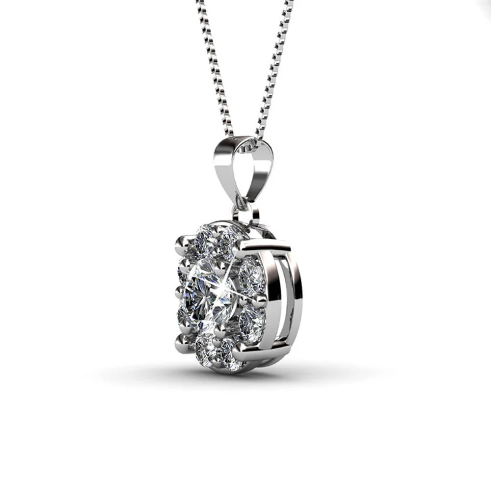 Ruth 18k White Gold Plated Silver Pendant Necklace with Swarovski Crystals - Image 9