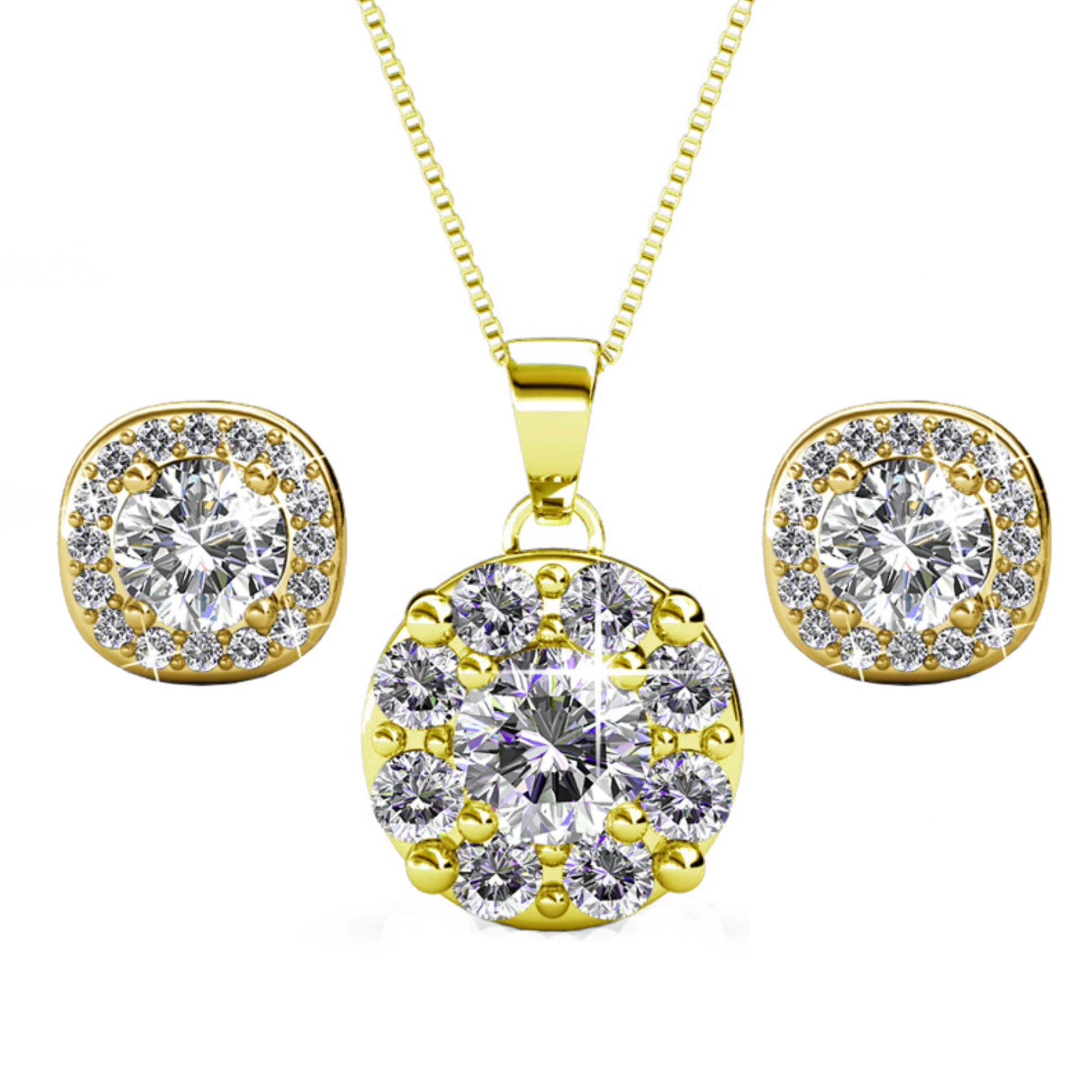 Ruth 18k White Gold Plated Stud Earrings and Necklace Jewelry Set with Swarovski Crystals - Image 7