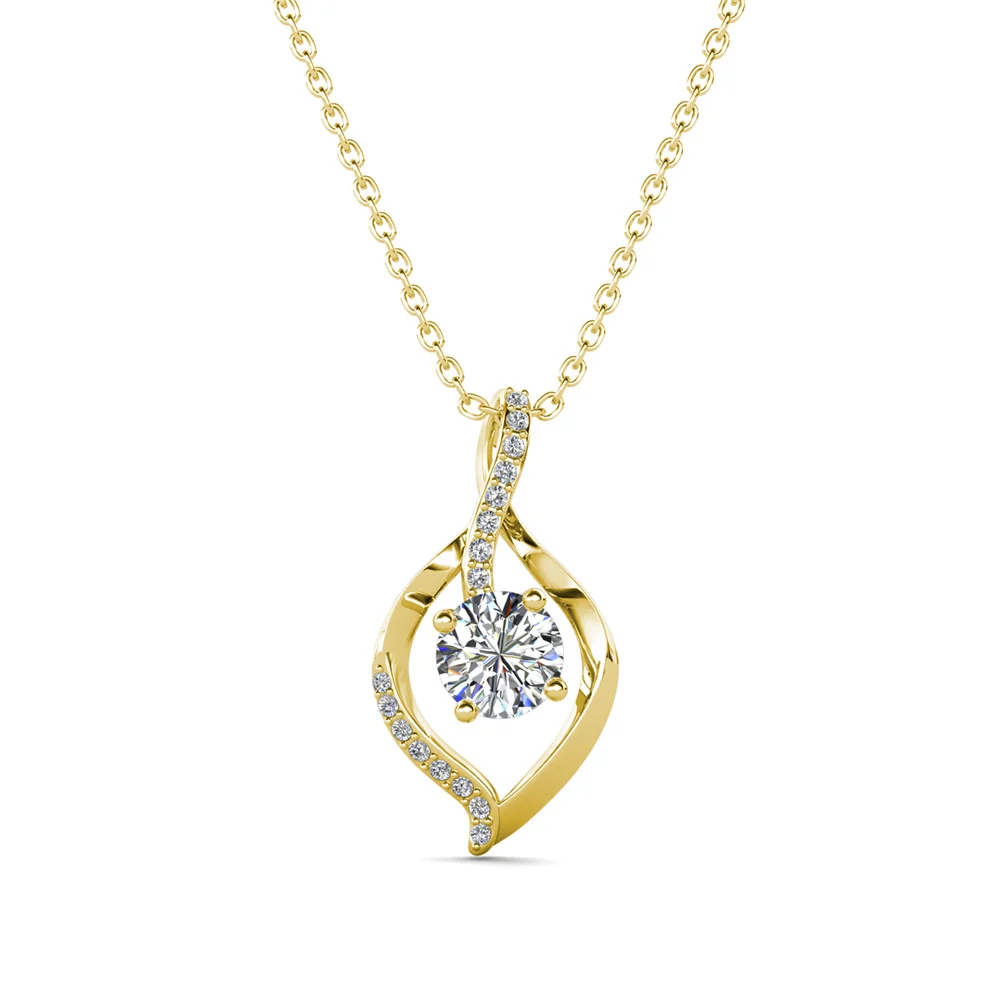 Sabrina 18k White Gold Plated Pendant Necklace with Swarovski Crystals - Image 10