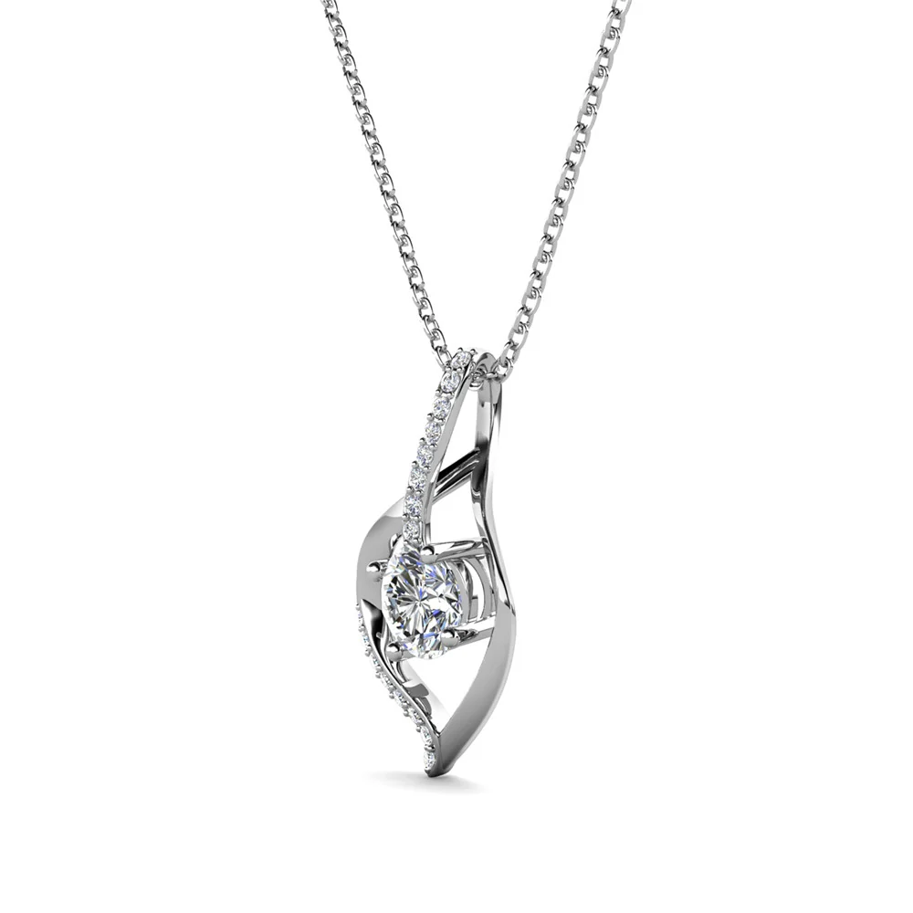 Sabrina 18k White Gold Plated Pendant Necklace with Swarovski Crystals - Image 8