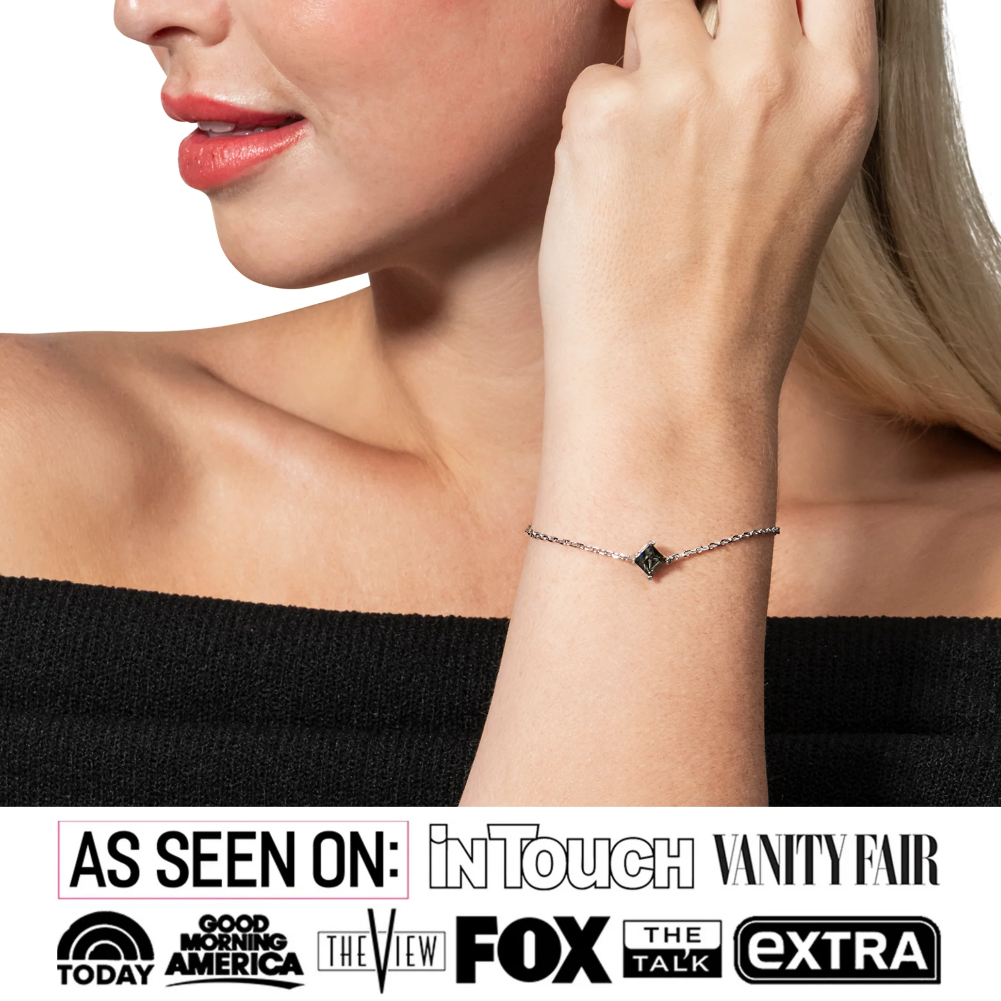 Samantha 18k White Gold Plated Bracelet with Black Swarovski Crystal - Image 2