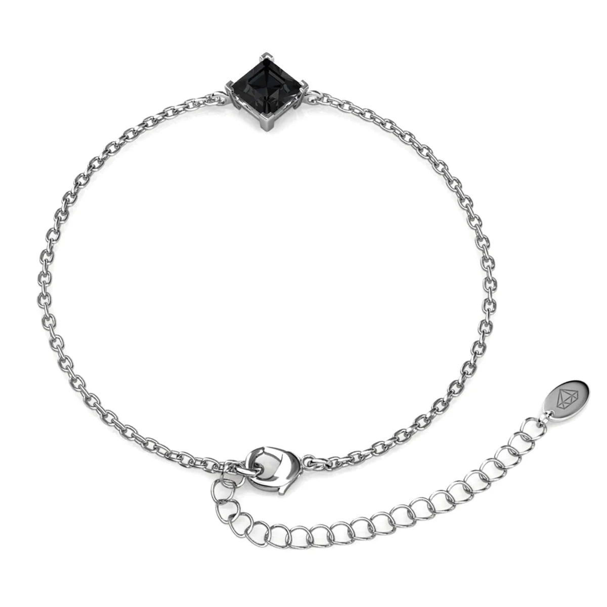 Samantha 18k White Gold Plated Bracelet with Black Swarovski Crystal - Image 7