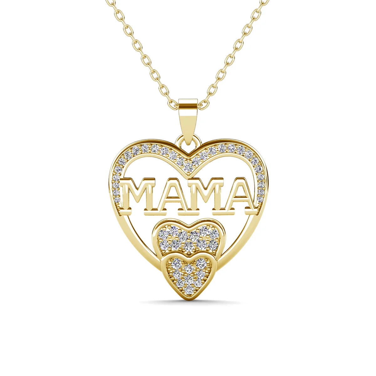 Selena 18k White Gold Plated Mama Heart Pendant Necklace with Simulated Diamond Crystals - Image 10