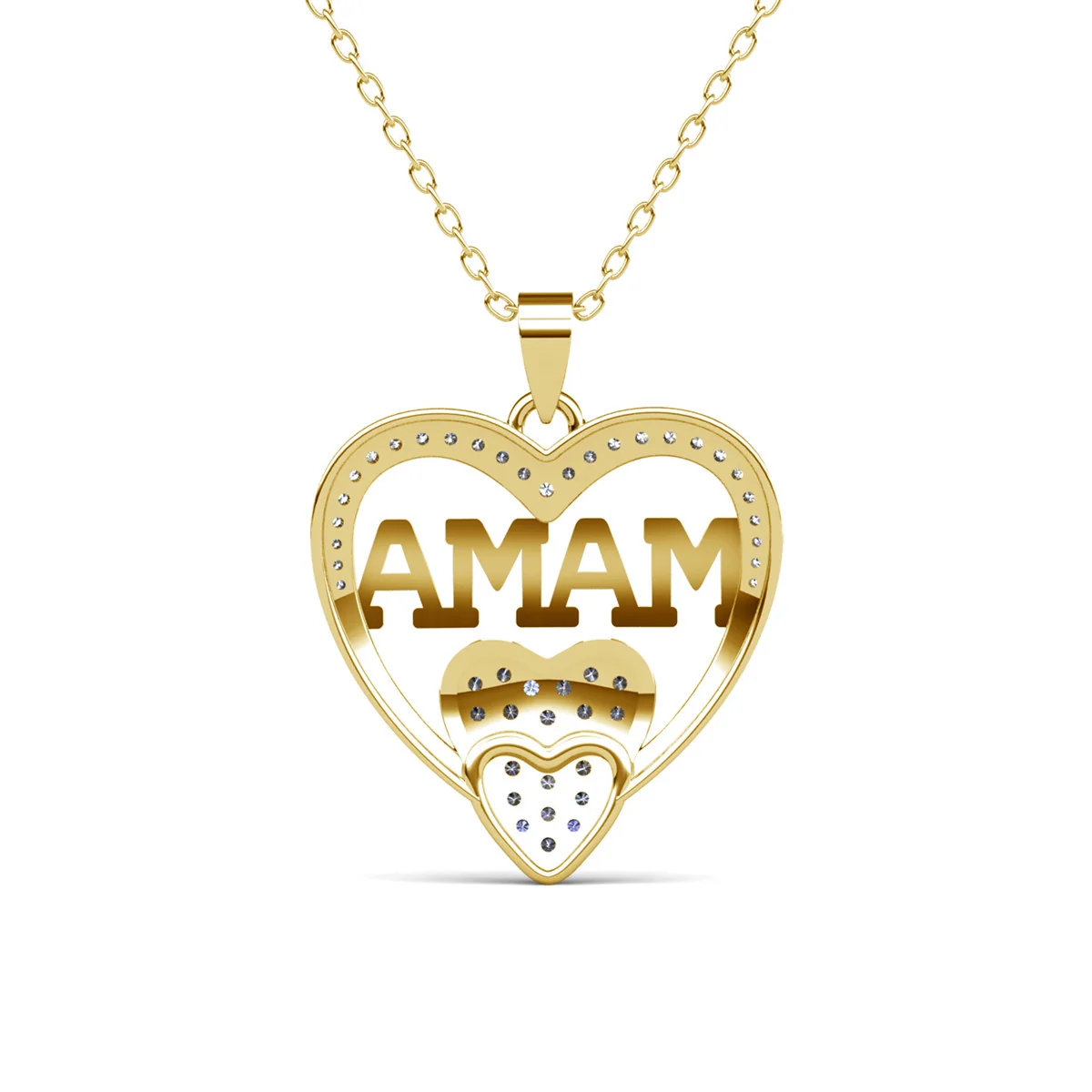 Selena 18k White Gold Plated Mama Heart Pendant Necklace with Simulated Diamond Crystals - Image 13