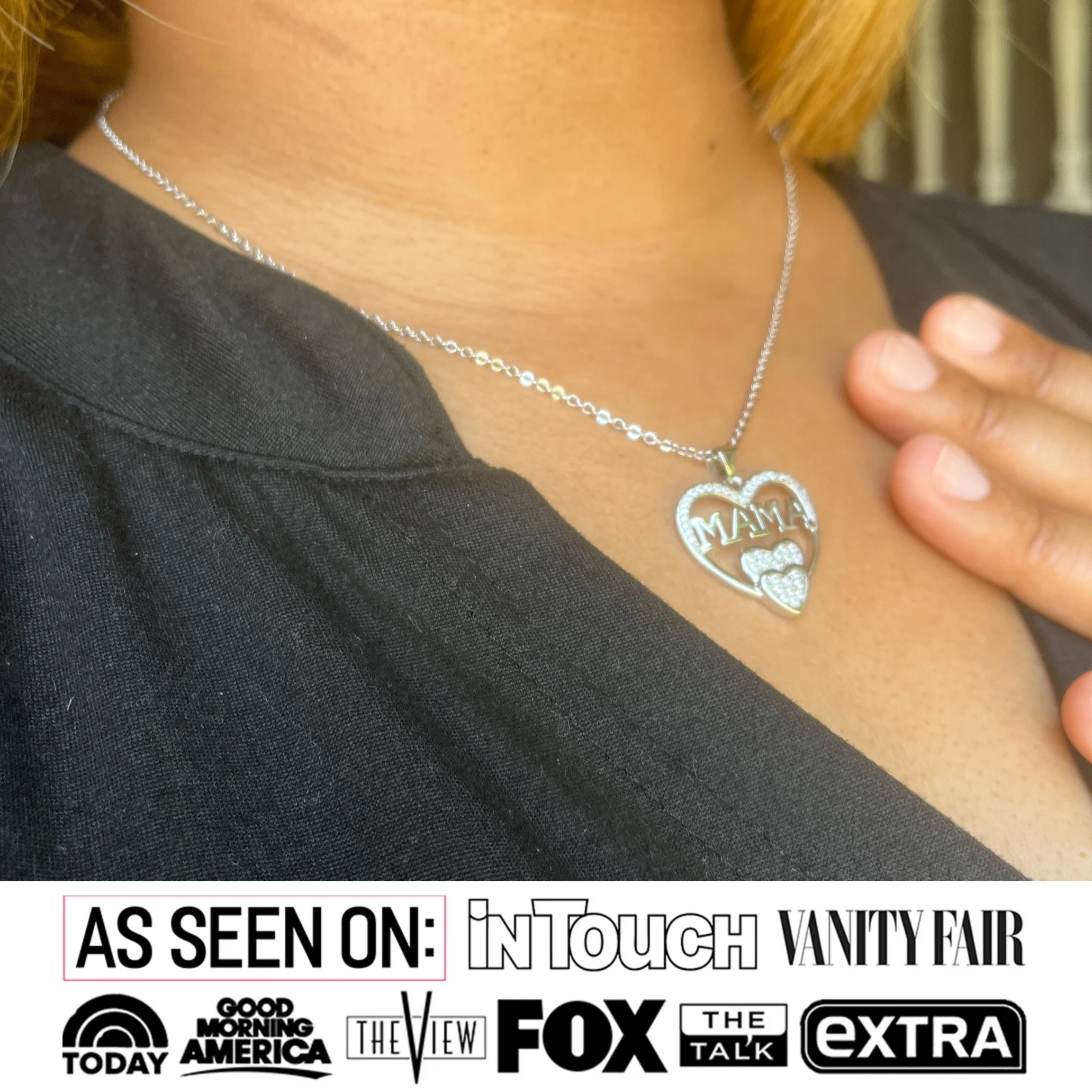 Selena 18k White Gold Plated Mama Heart Pendant Necklace with Simulated Diamond Crystals - Image 2